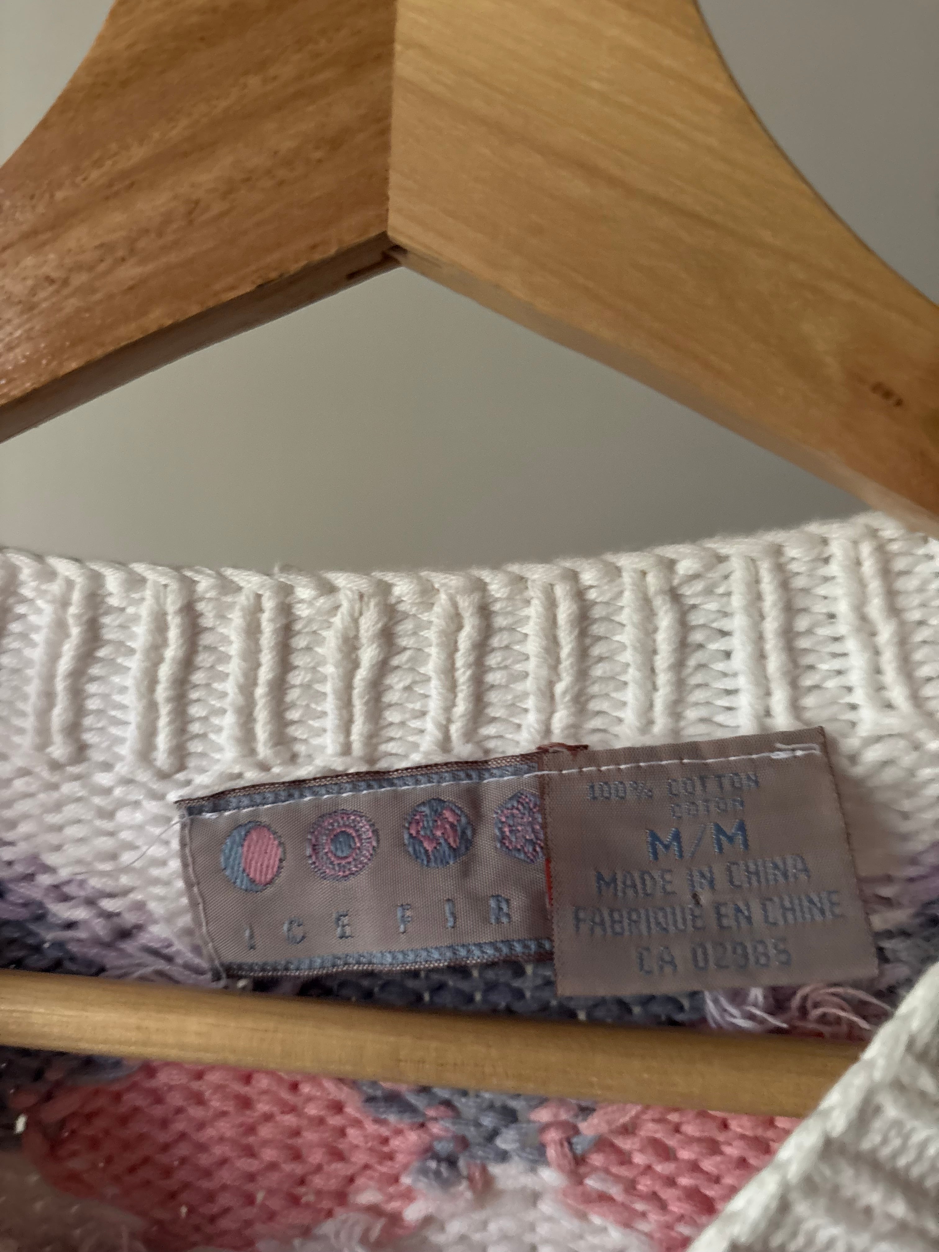 1990s Lavender & Pink Floral Cotton Sweater