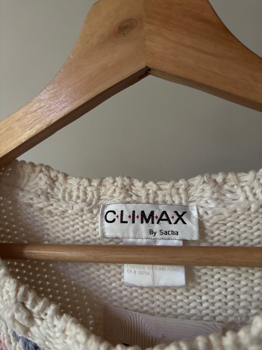 1990s Handknit Cream Patchwork Floral Sweater