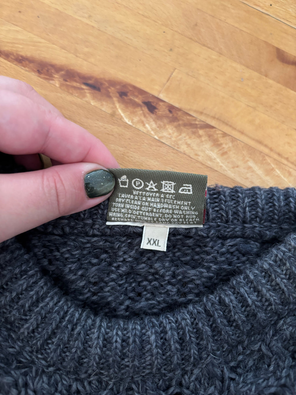 Merino Wool Ireland Cable knit Sweater | Marled Grey Crewneck