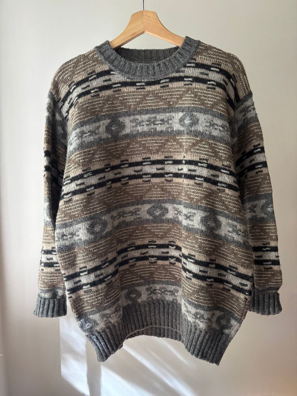 Vintage Italian Shetland Wool Patterned Grandpa Sweater