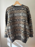 Vintage Italian Shetland Wool Patterned Grandpa Sweater