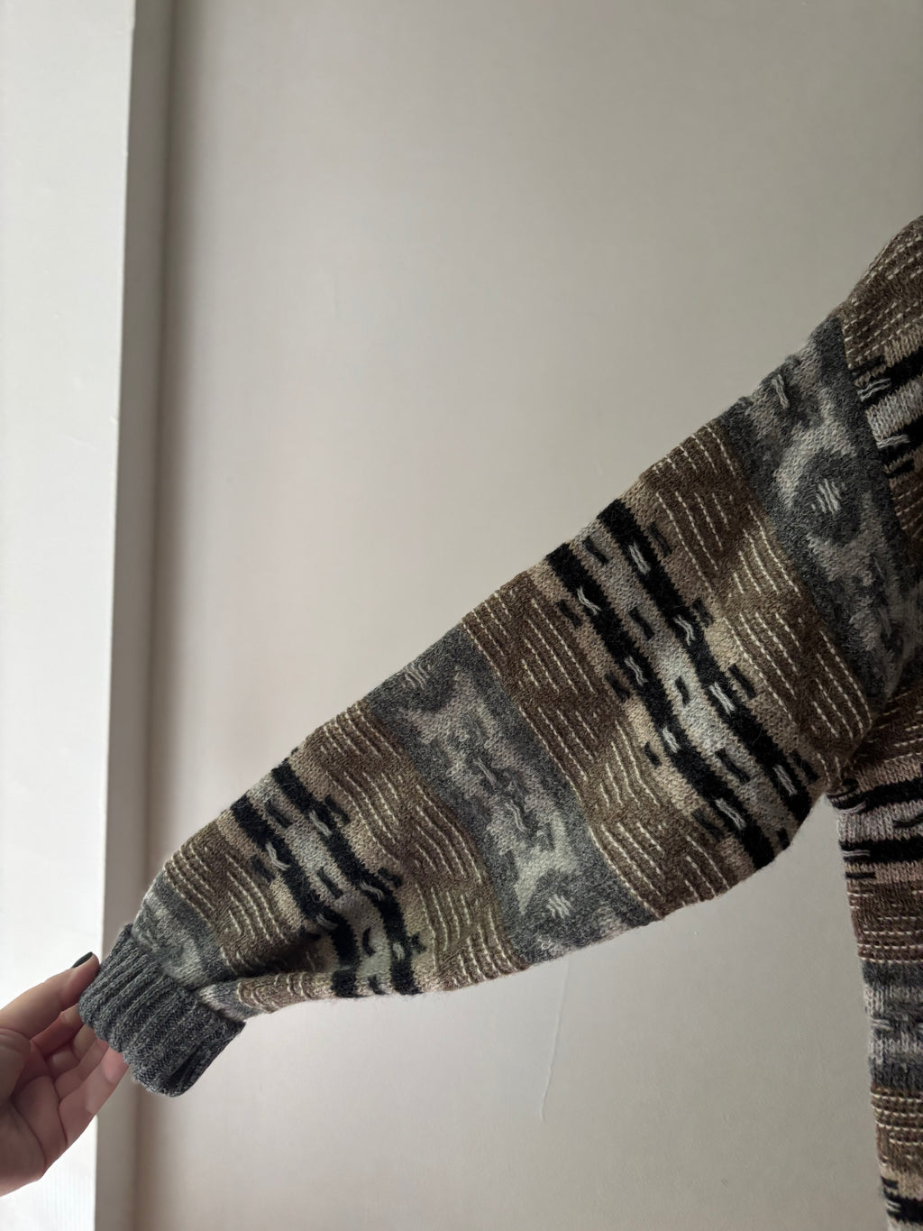 Vintage Italian Shetland Wool Patterned Grandpa Sweater