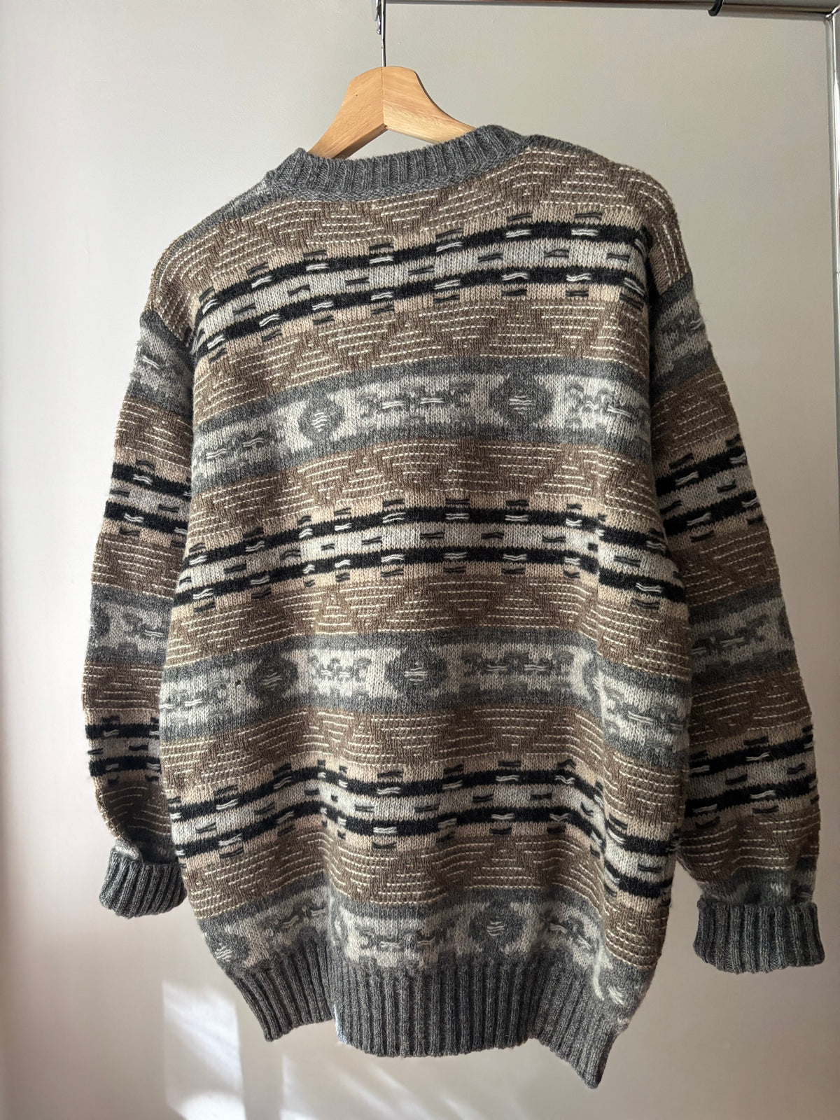 Vintage Italian Shetland Wool Patterned Grandpa Sweater
