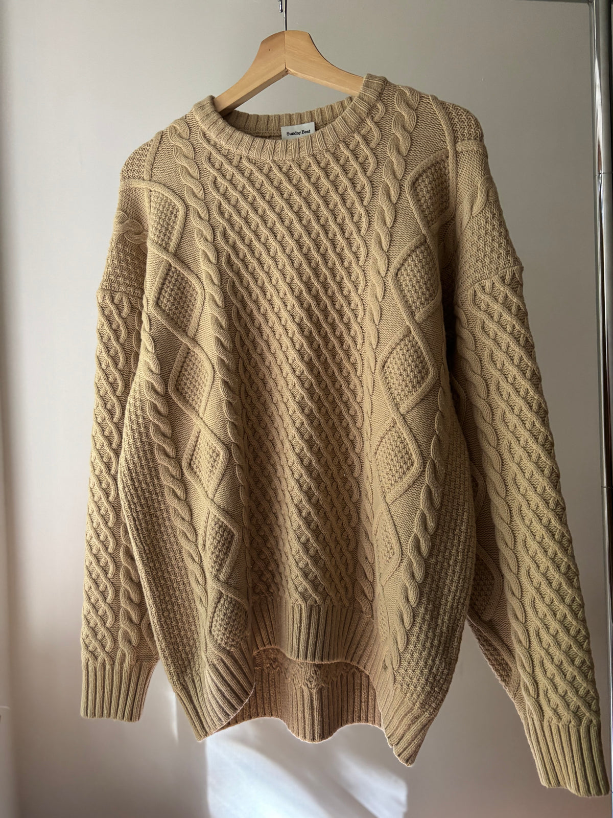 Soft Merino Wool Tan Cable knit | Aritzia Peggy Sweater