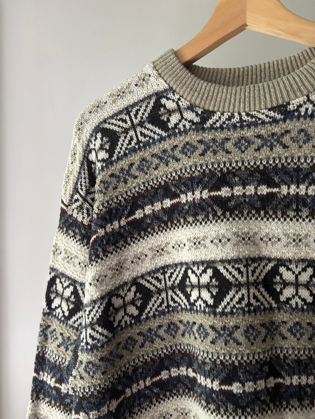 1990s Patterned Cotton Slouchy Sweater