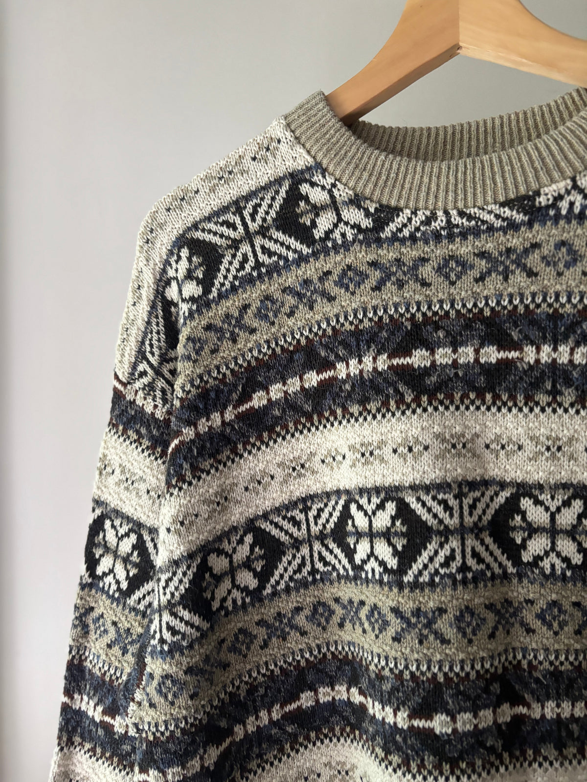1990s Patterned Cotton Slouchy Sweater