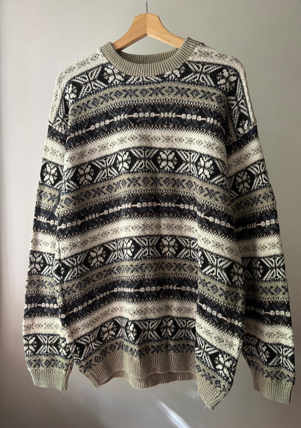1990s Patterned Cotton Slouchy Sweater