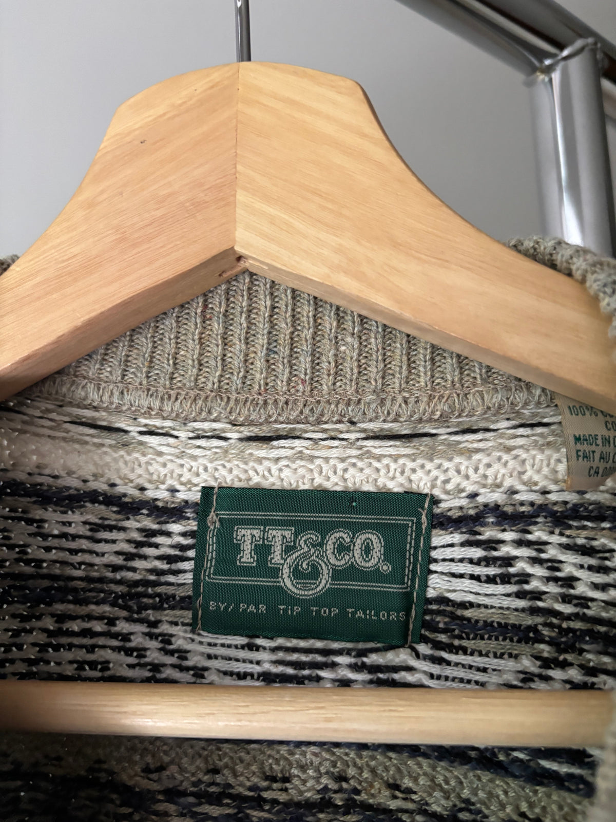 1990s Patterned Cotton Slouchy Sweater