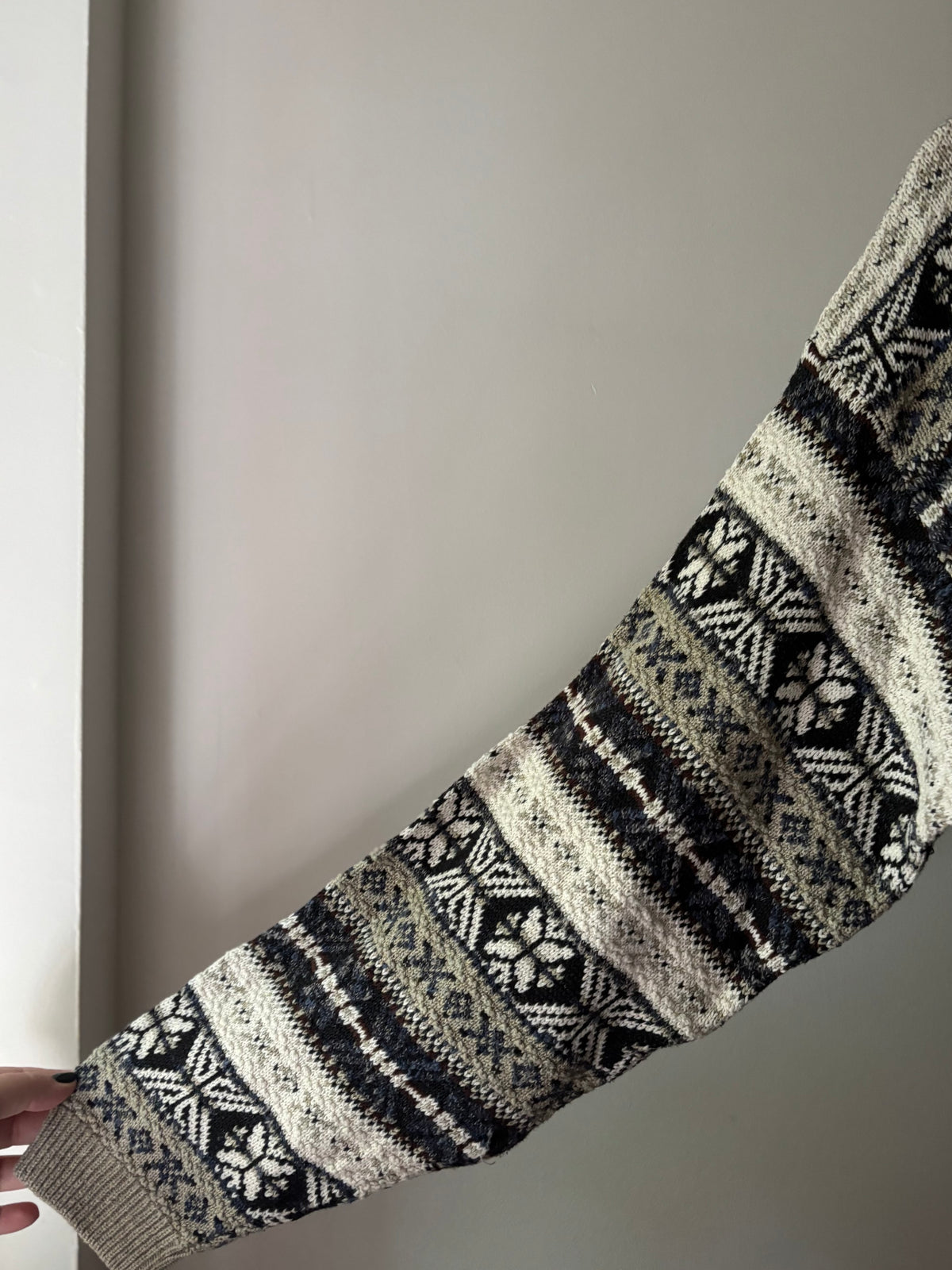 1990s Patterned Cotton Slouchy Sweater