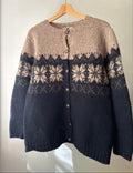 1990s Brown & Navy Wool Fair Isle Cardigan