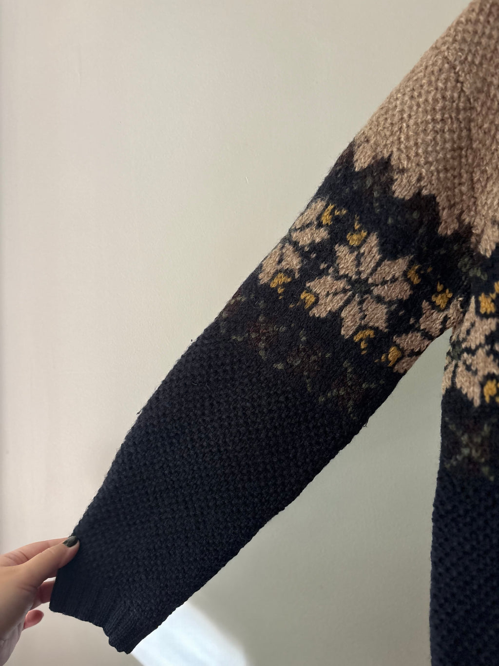 1990s Brown & Navy Wool Fair Isle Cardigan
