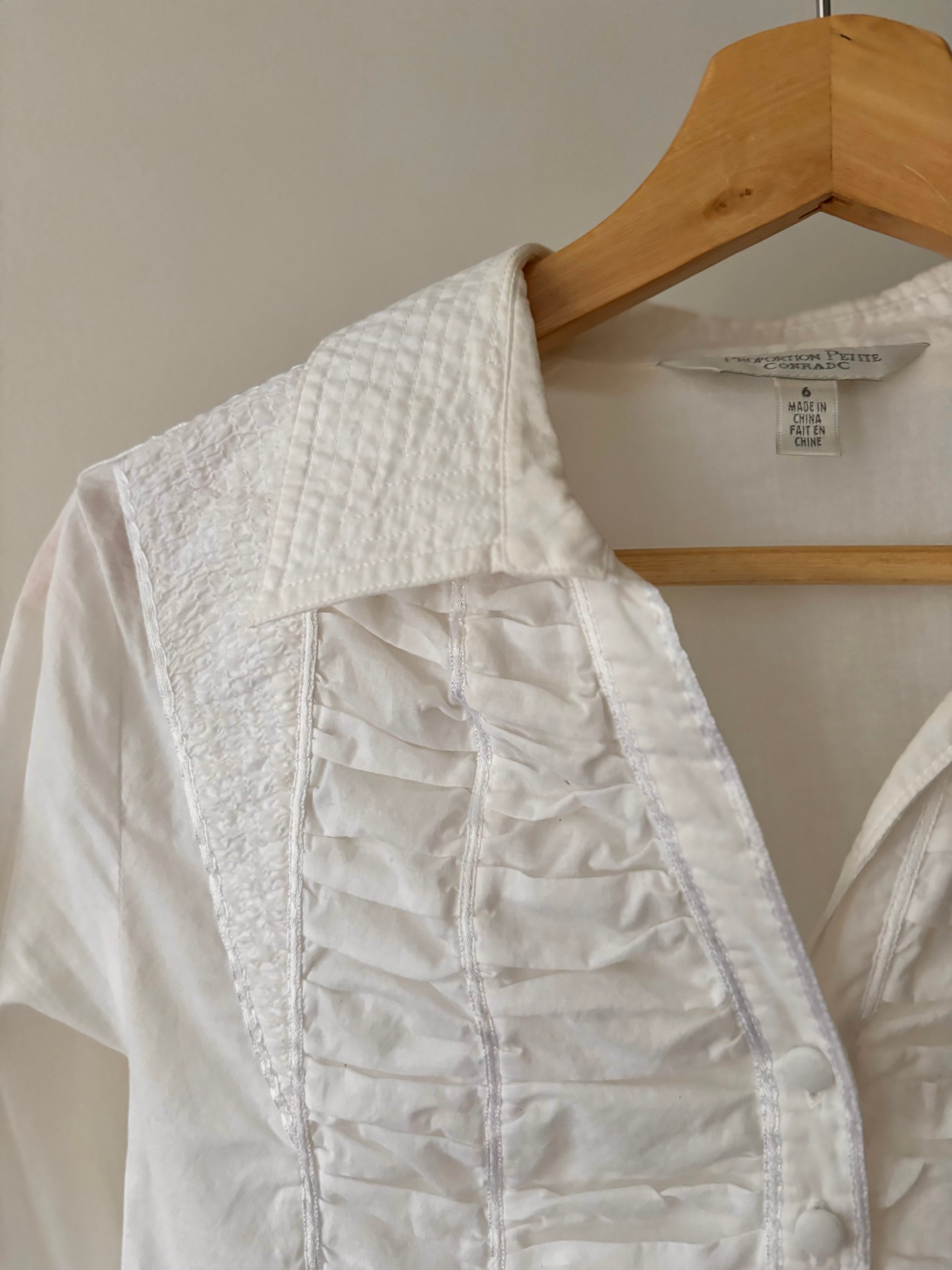 Y2K White Ruched Blouse with Cute Sleeves