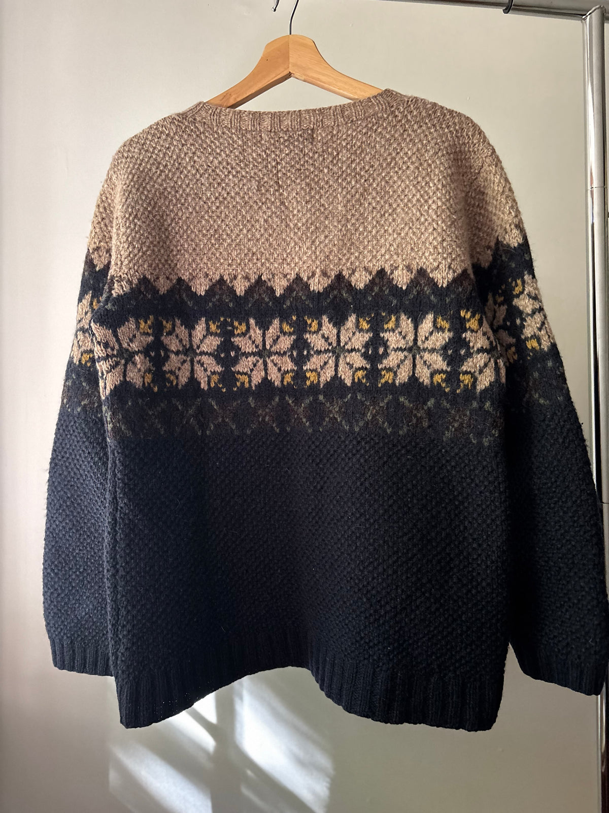 1990s Brown & Navy Wool Fair Isle Cardigan