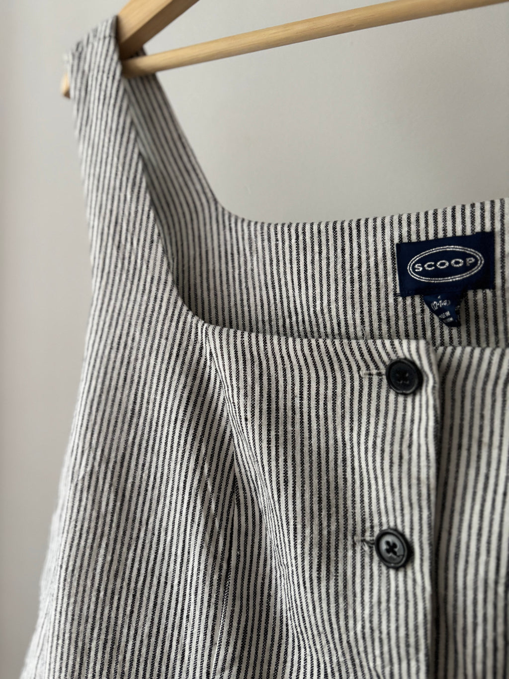 Square Neck Linen Pinstriped Vest