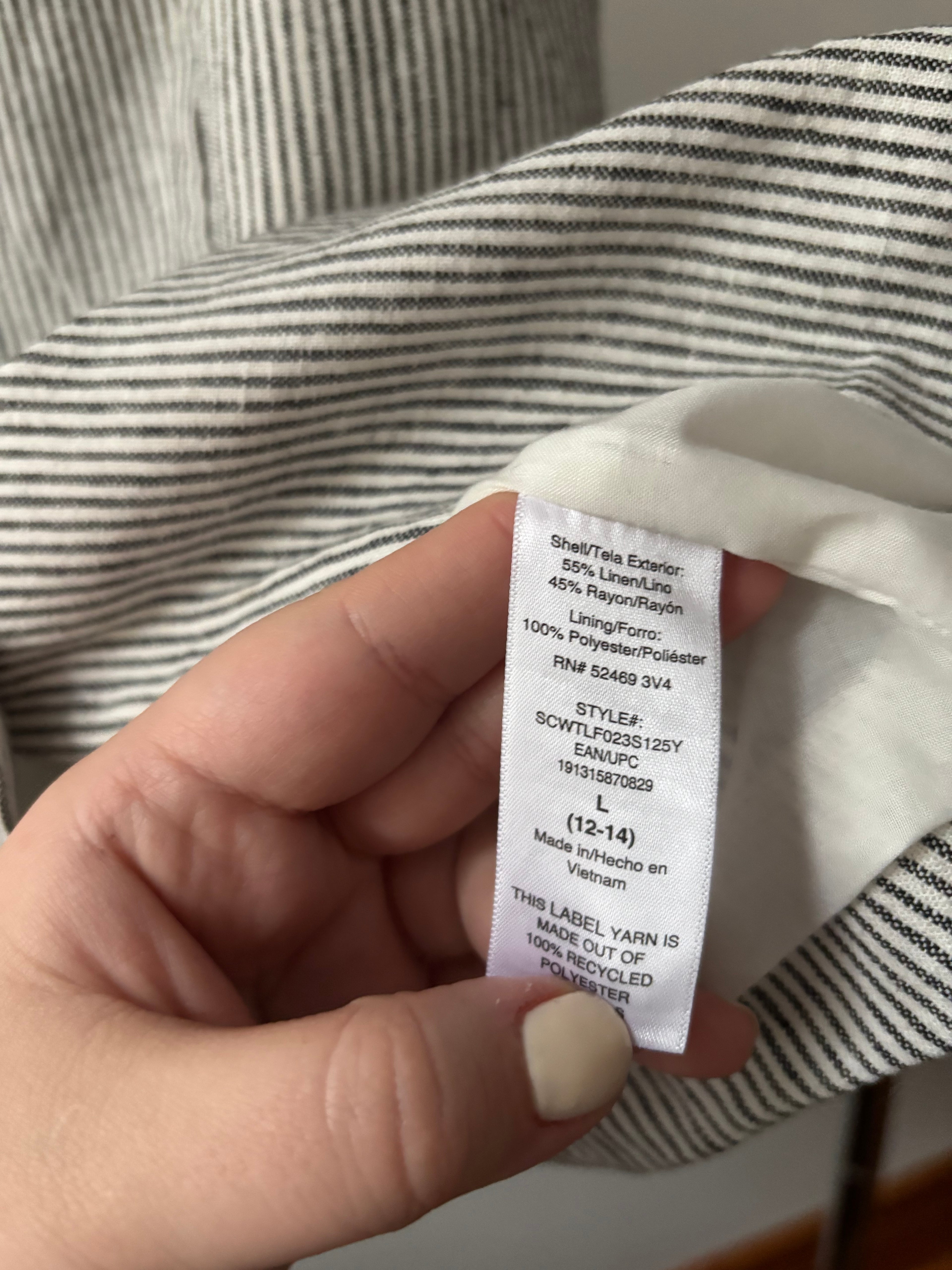 Square Neck Linen Pinstriped Vest