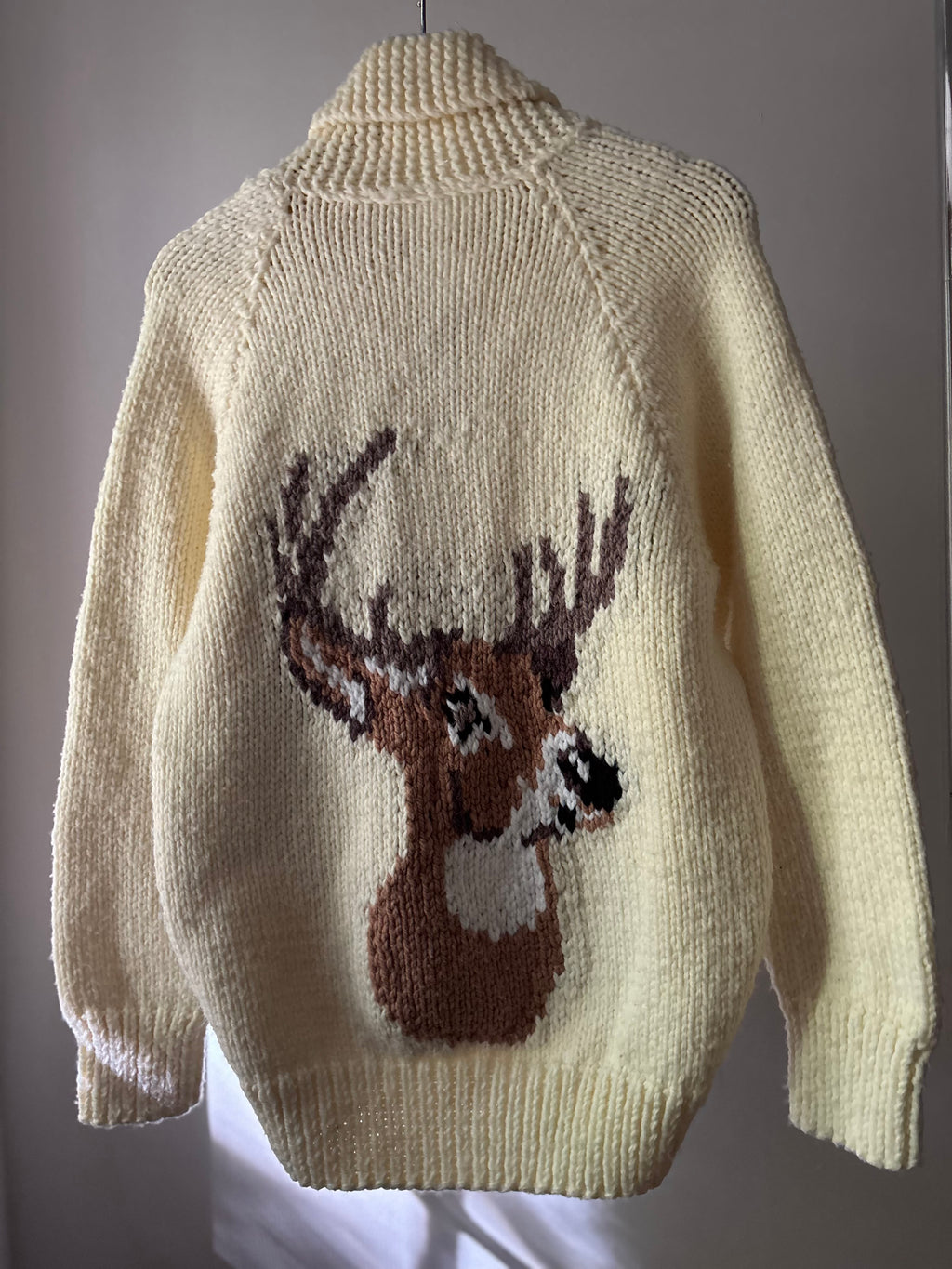 Vintage Handknit Deer Cowichan Sweater