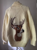 Vintage Handknit Deer Cowichan Sweater