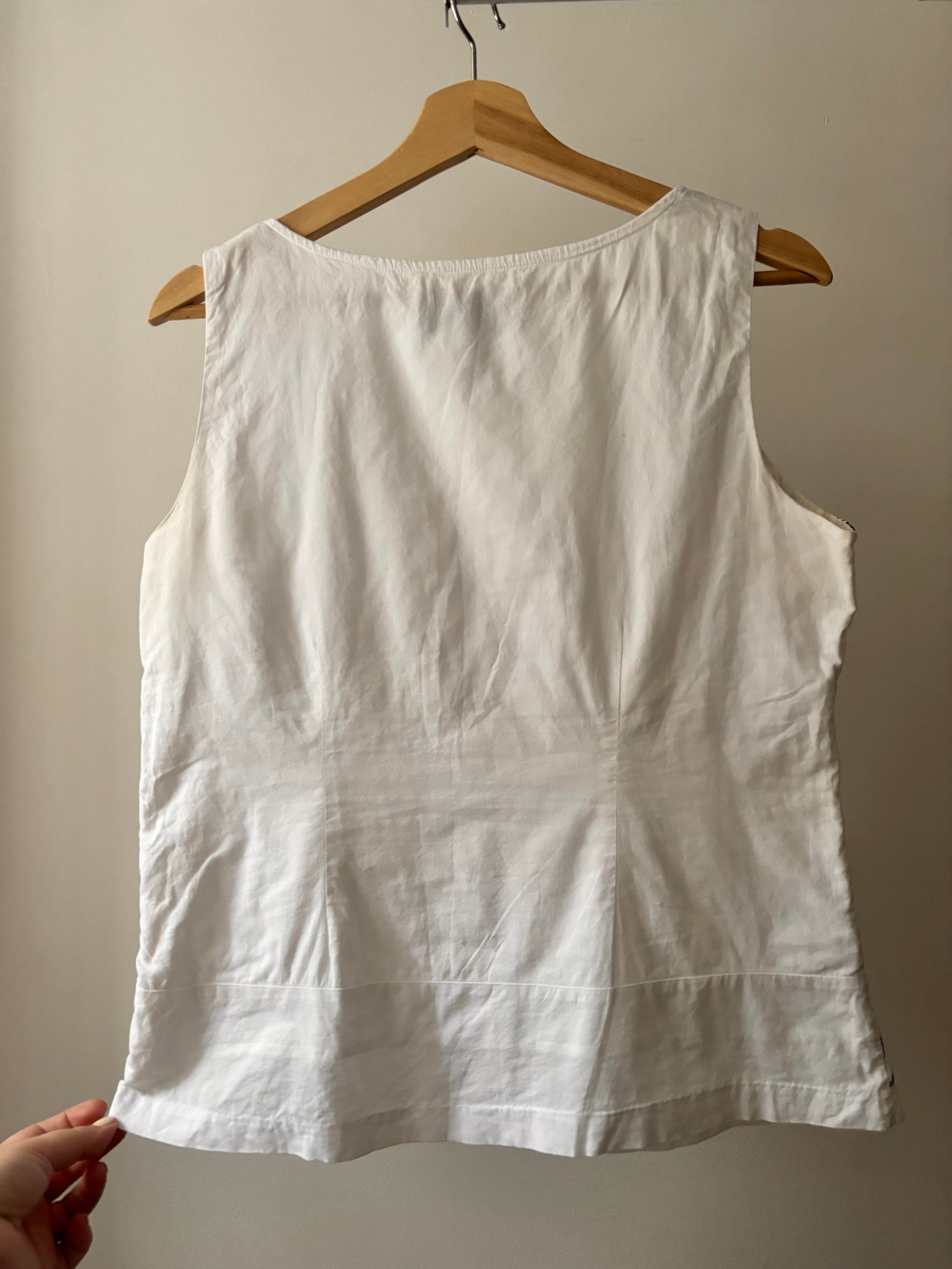 Y2K Embroidered Cotton Floral Top with Tie