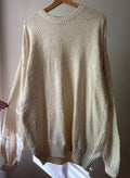 1990s Slouchy Cotton Textured Crewneck Sweater