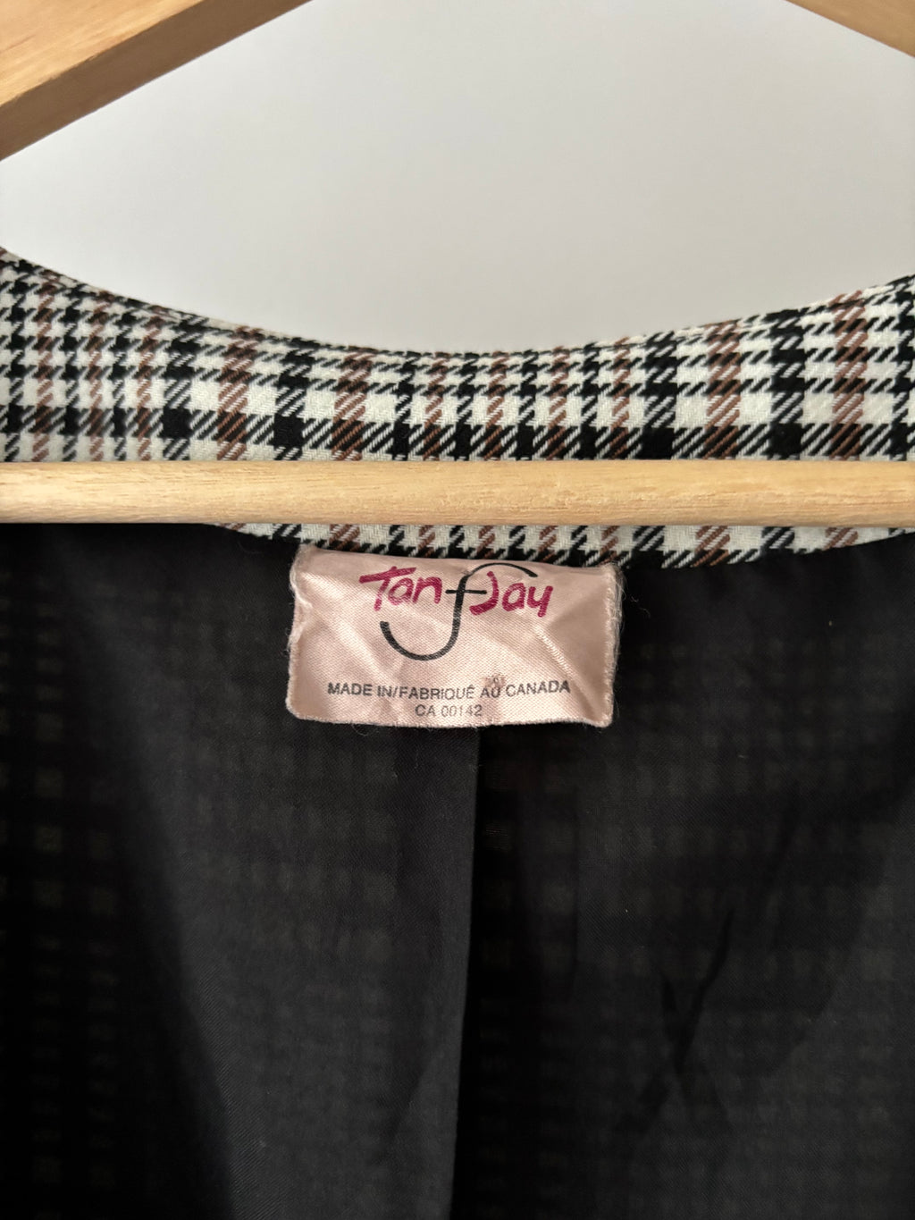 1980s Collarless Boxy Blazer | Vintage Houndstooth Jacket