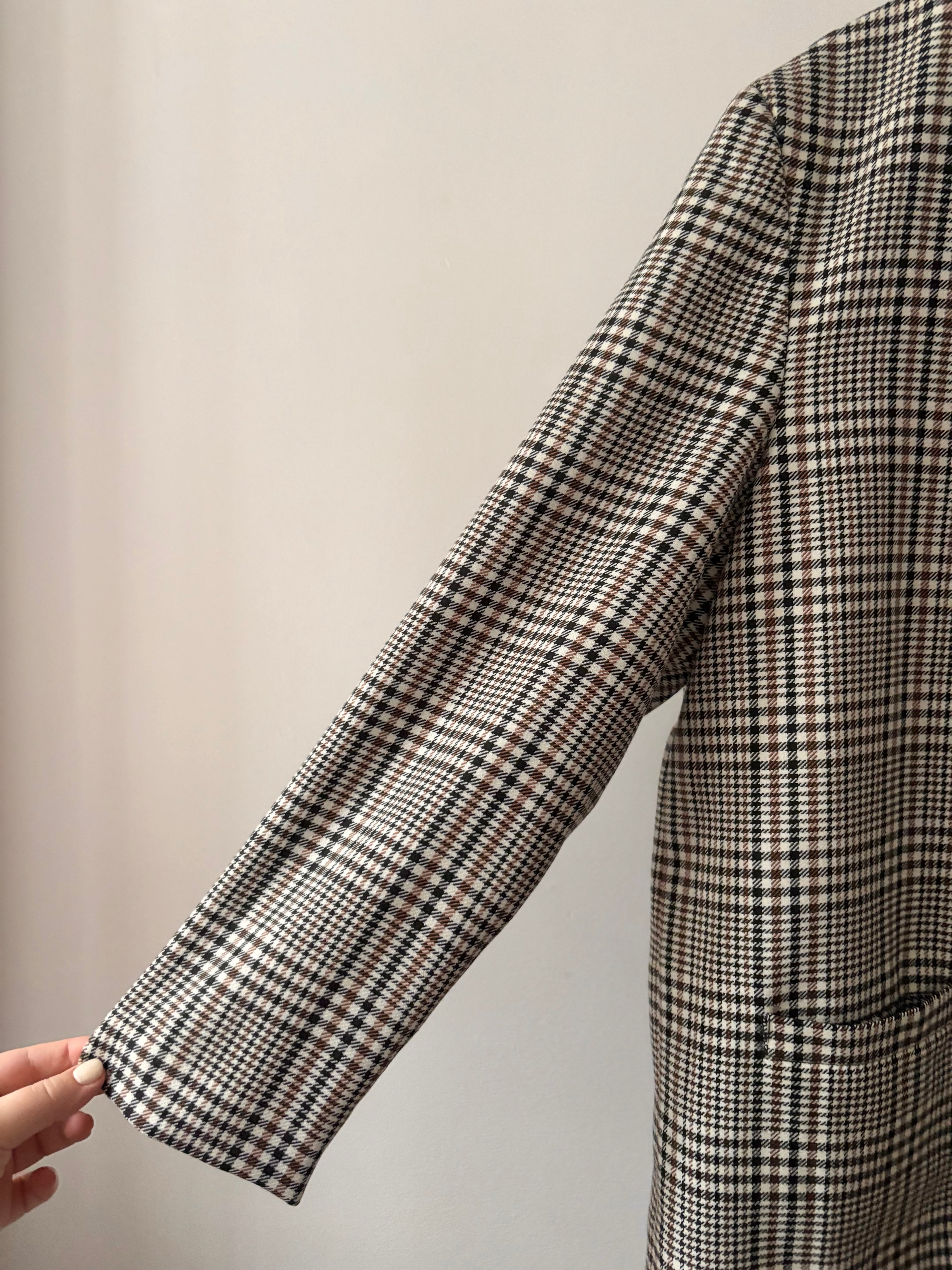 1980s Collarless Boxy Blazer | Vintage Houndstooth Jacket