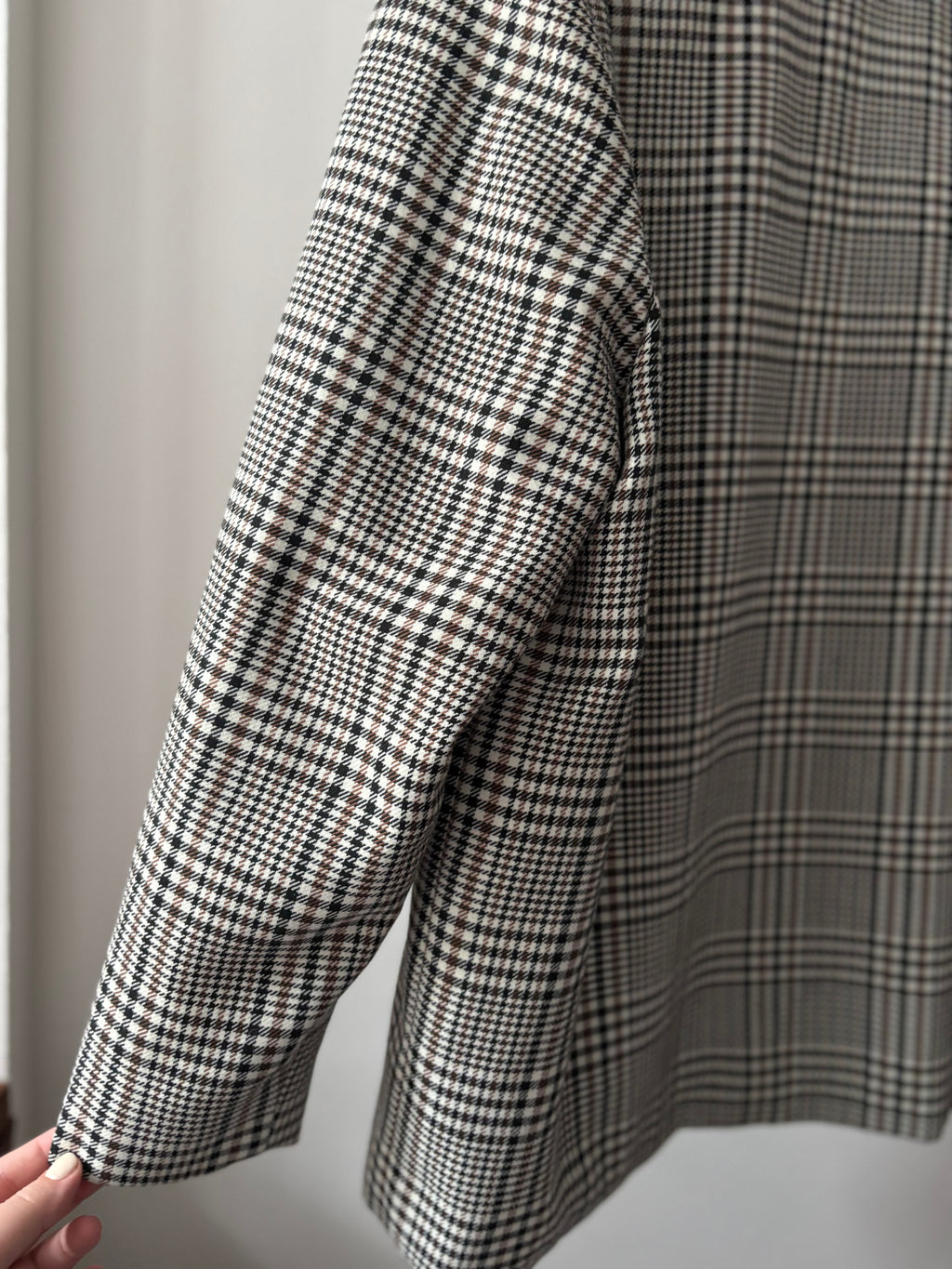 1980s Collarless Boxy Blazer | Vintage Houndstooth Jacket