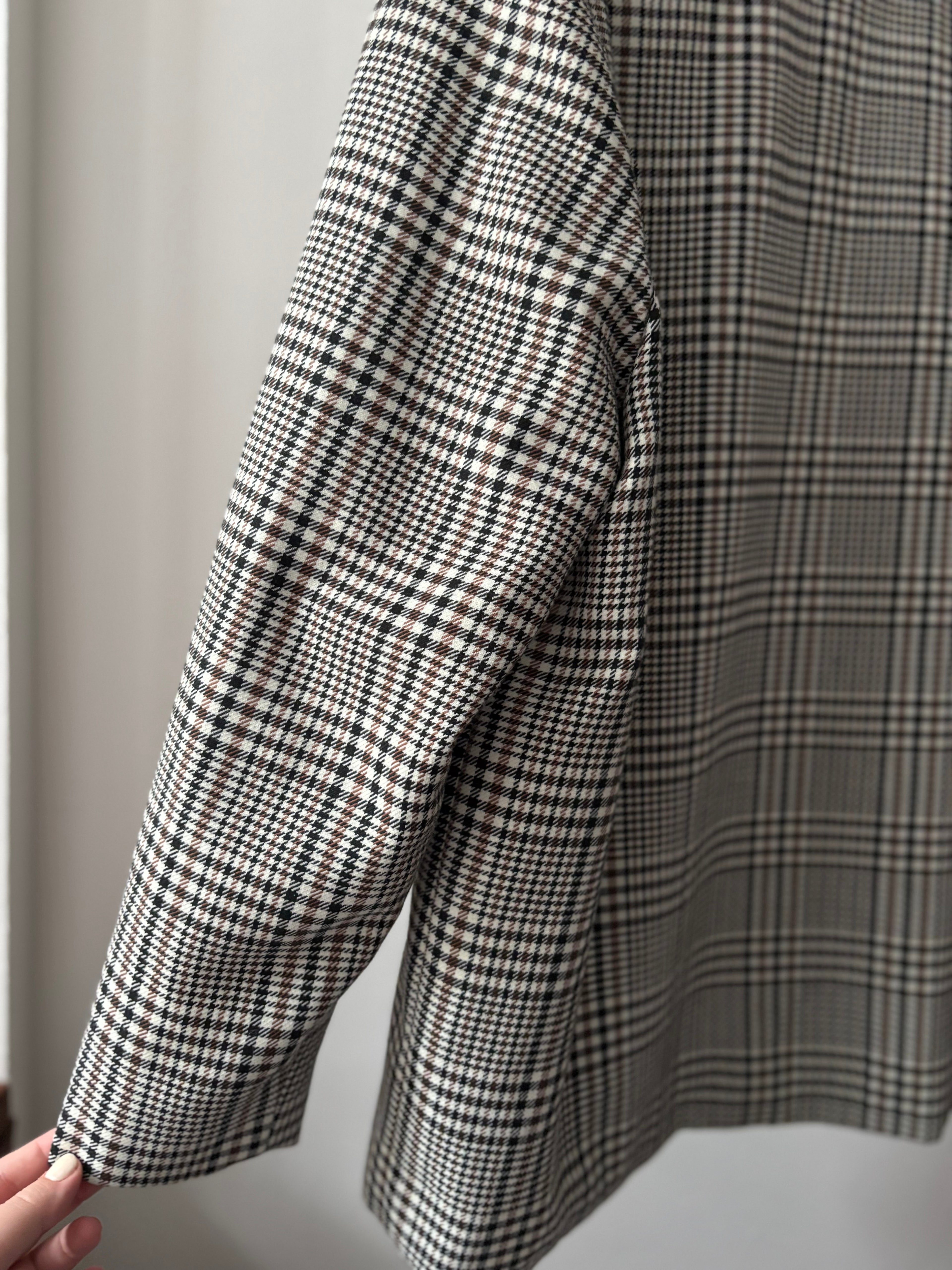 1980s Collarless Boxy Blazer | Vintage Houndstooth Jacket