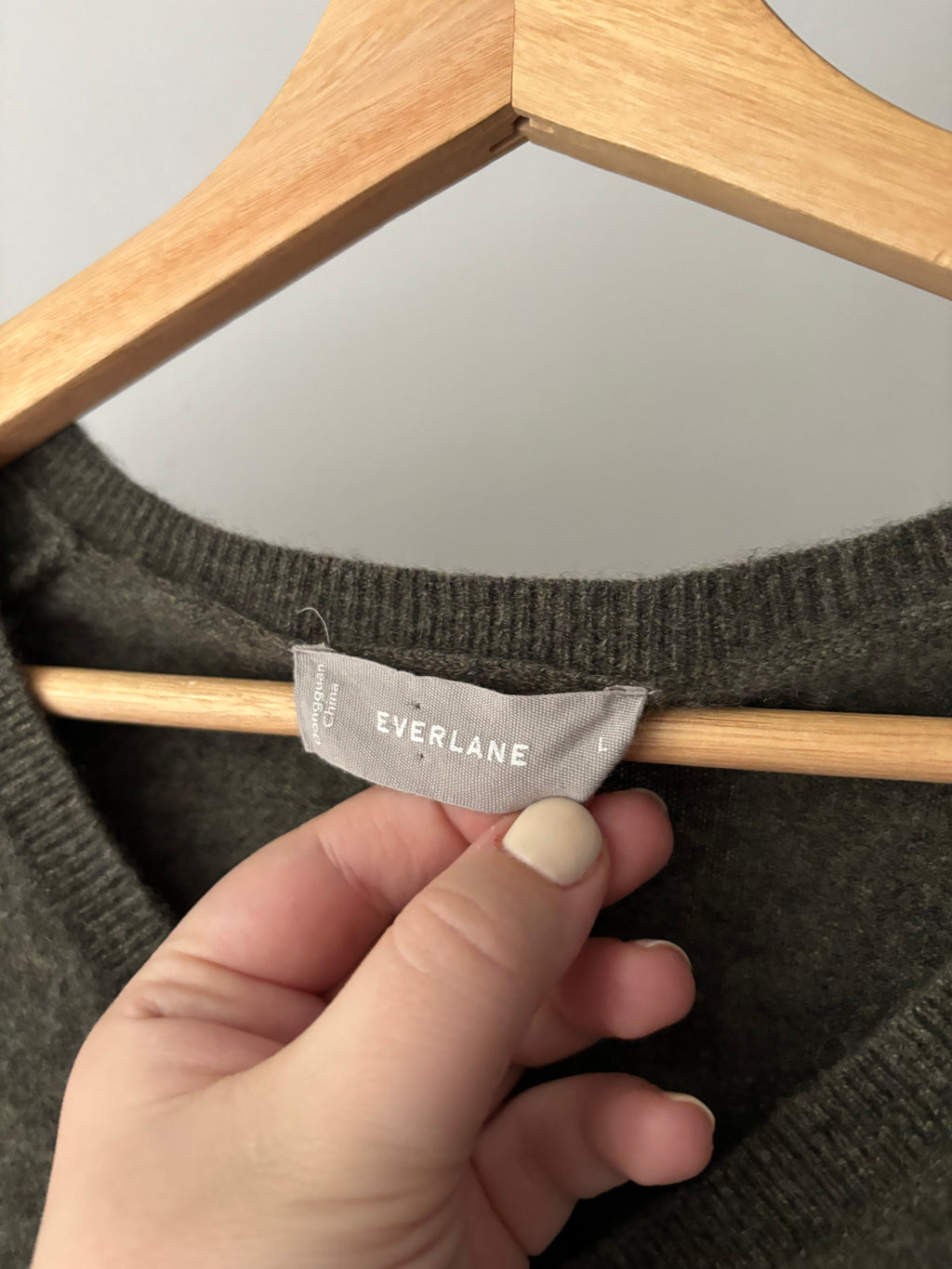 Cashmere Olive Green Everlane V-neck Sweater