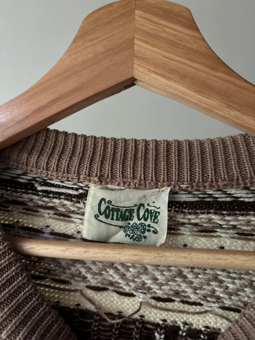 1990s Brown Fair Isle Cardigan