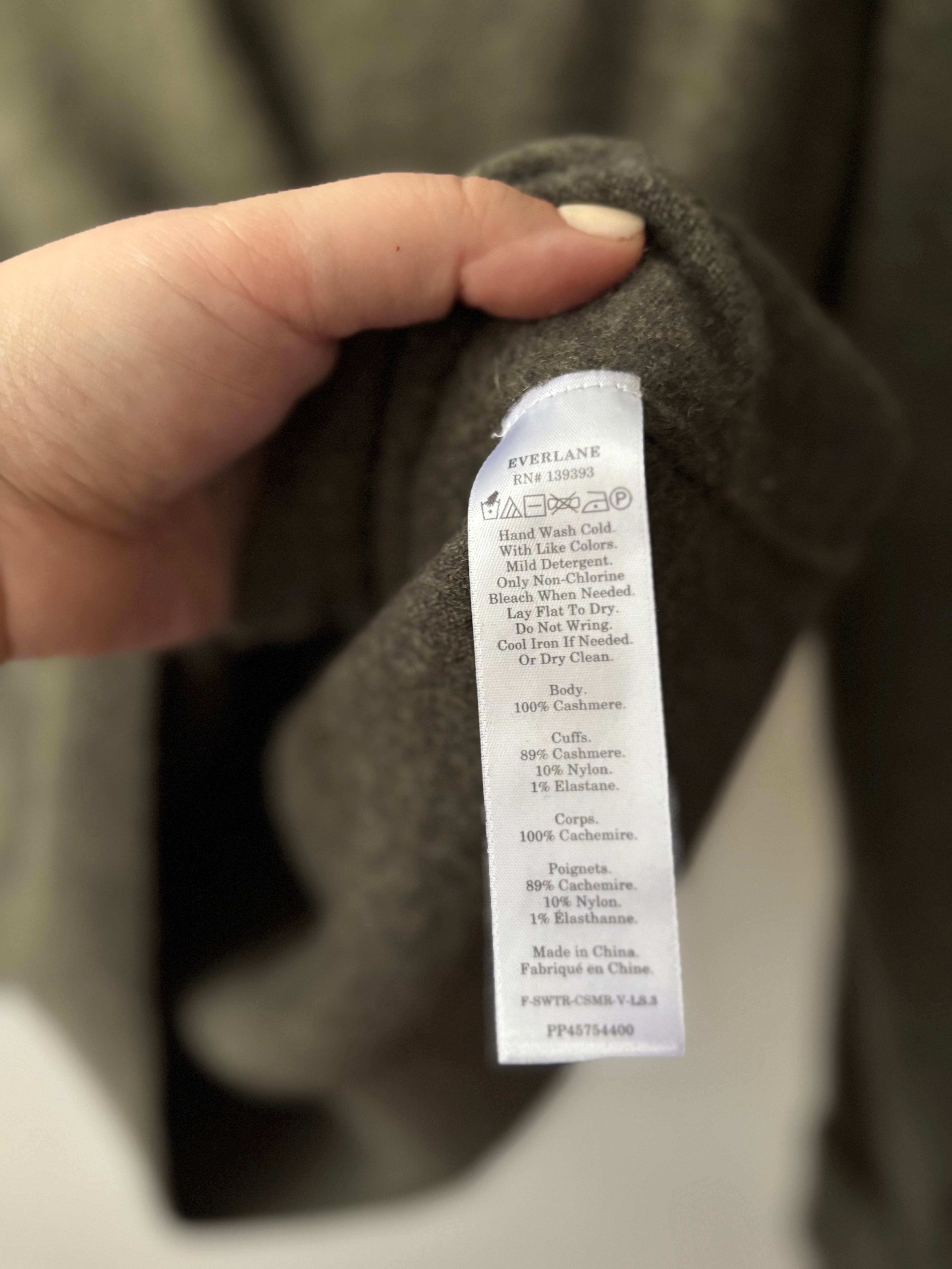 Cashmere Olive Green Everlane V-neck Sweater