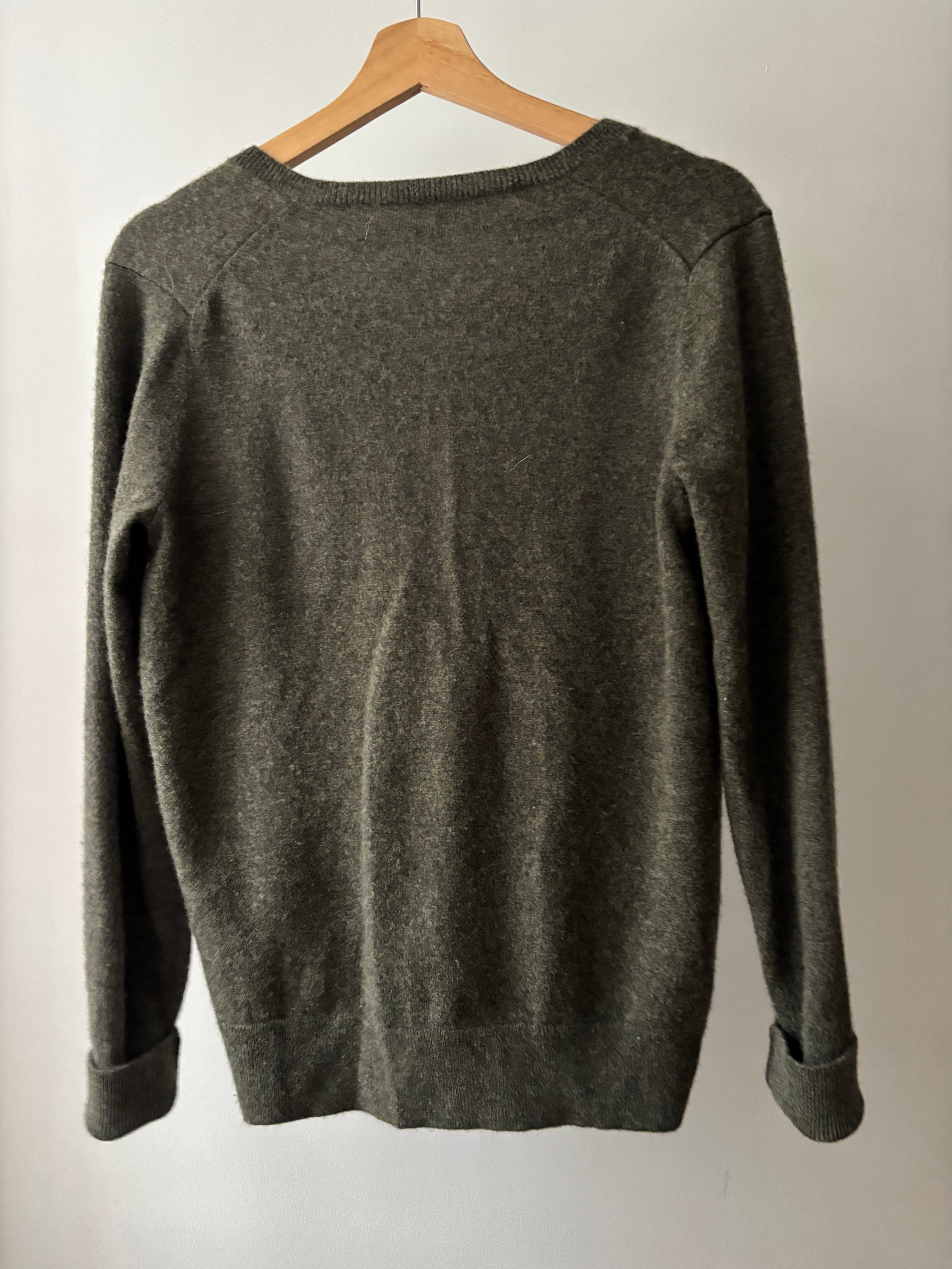 Cashmere Olive Green Everlane V-neck Sweater