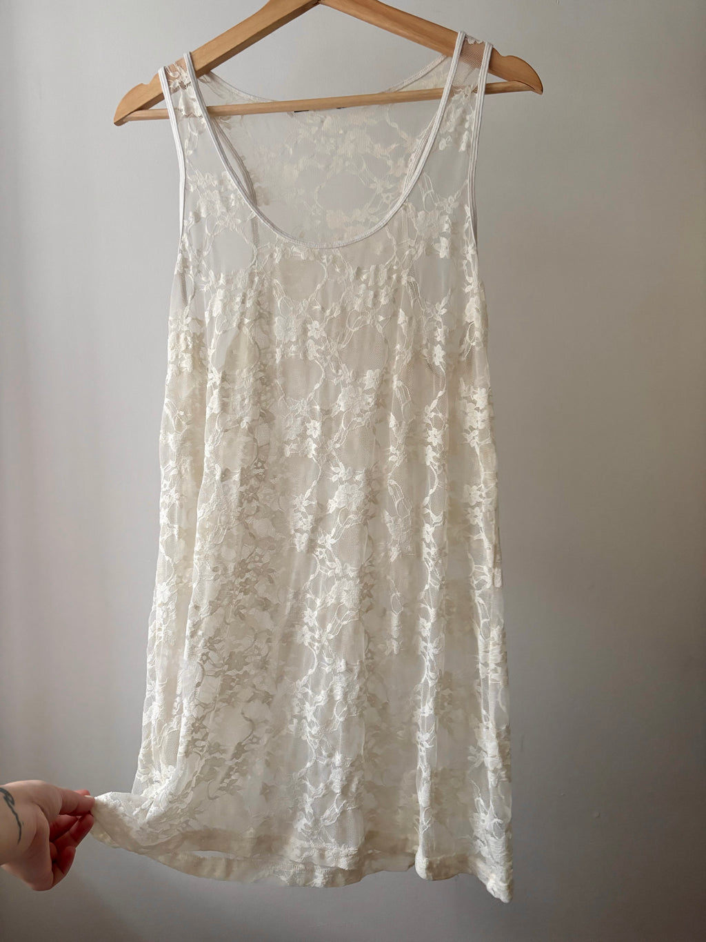 Y2K Cream Lace Mini Dress for Layering