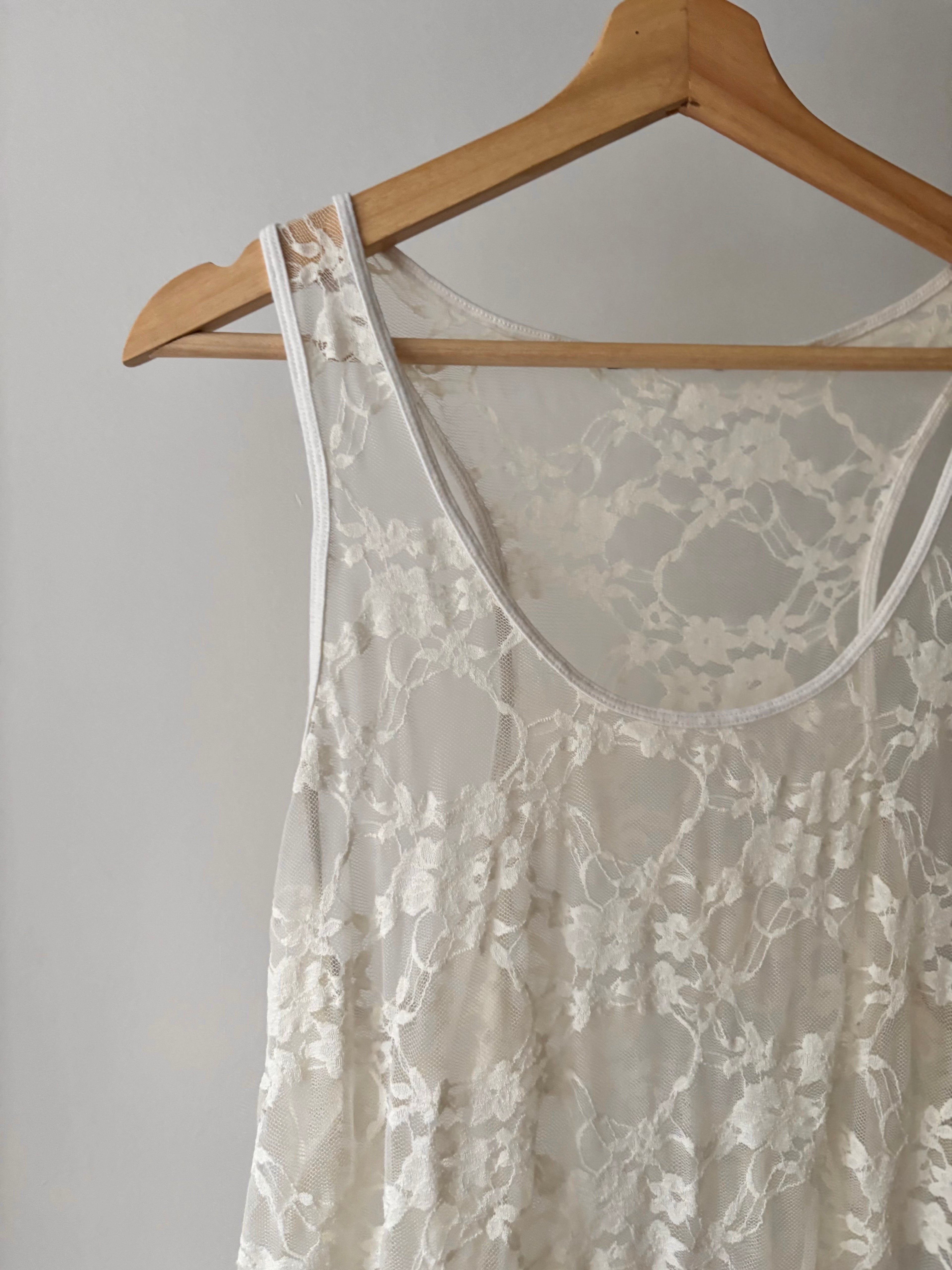 Y2K Cream Lace Mini Dress for Layering