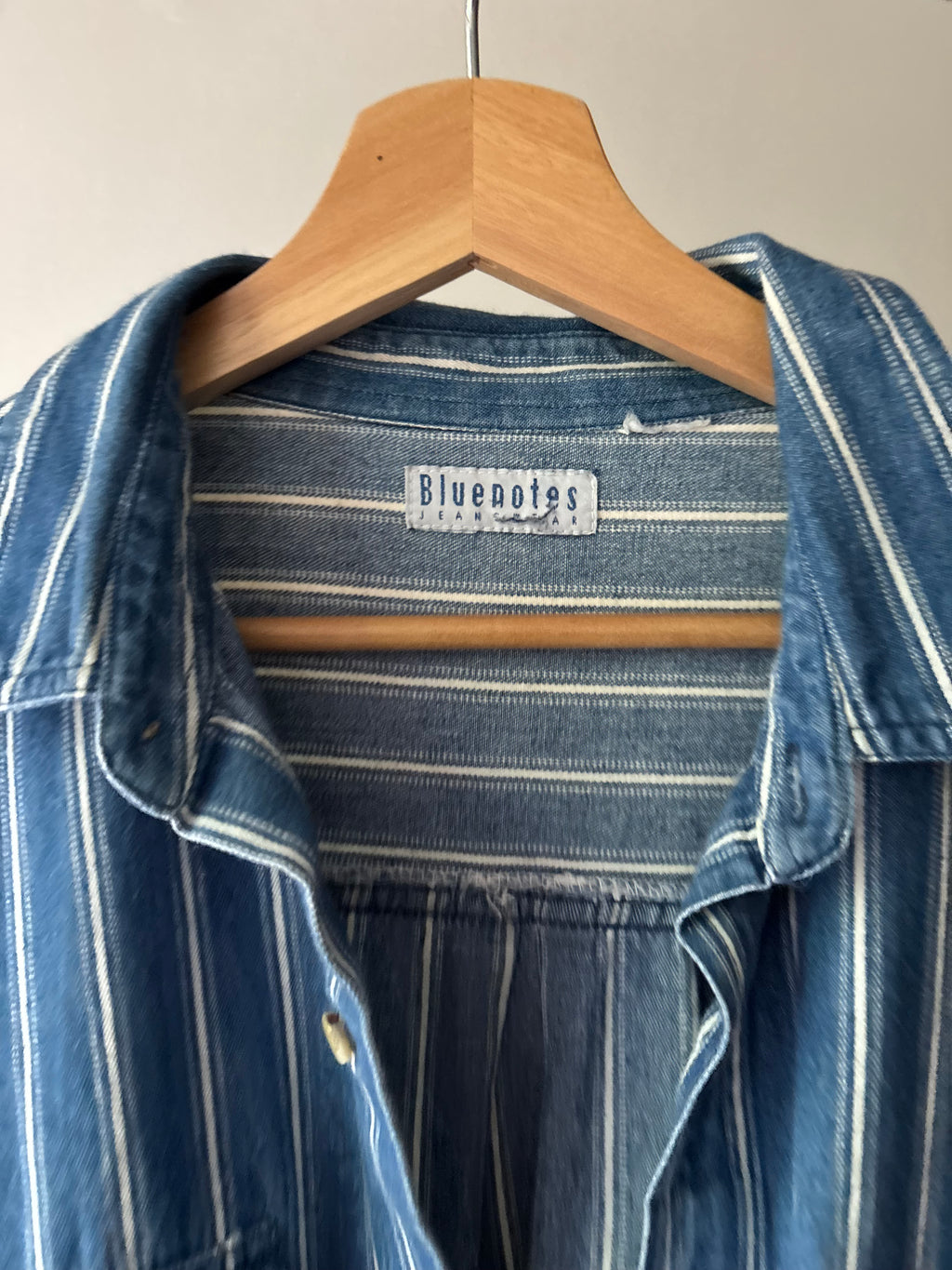 1990s Denim Pinstriped Baggy Shirt