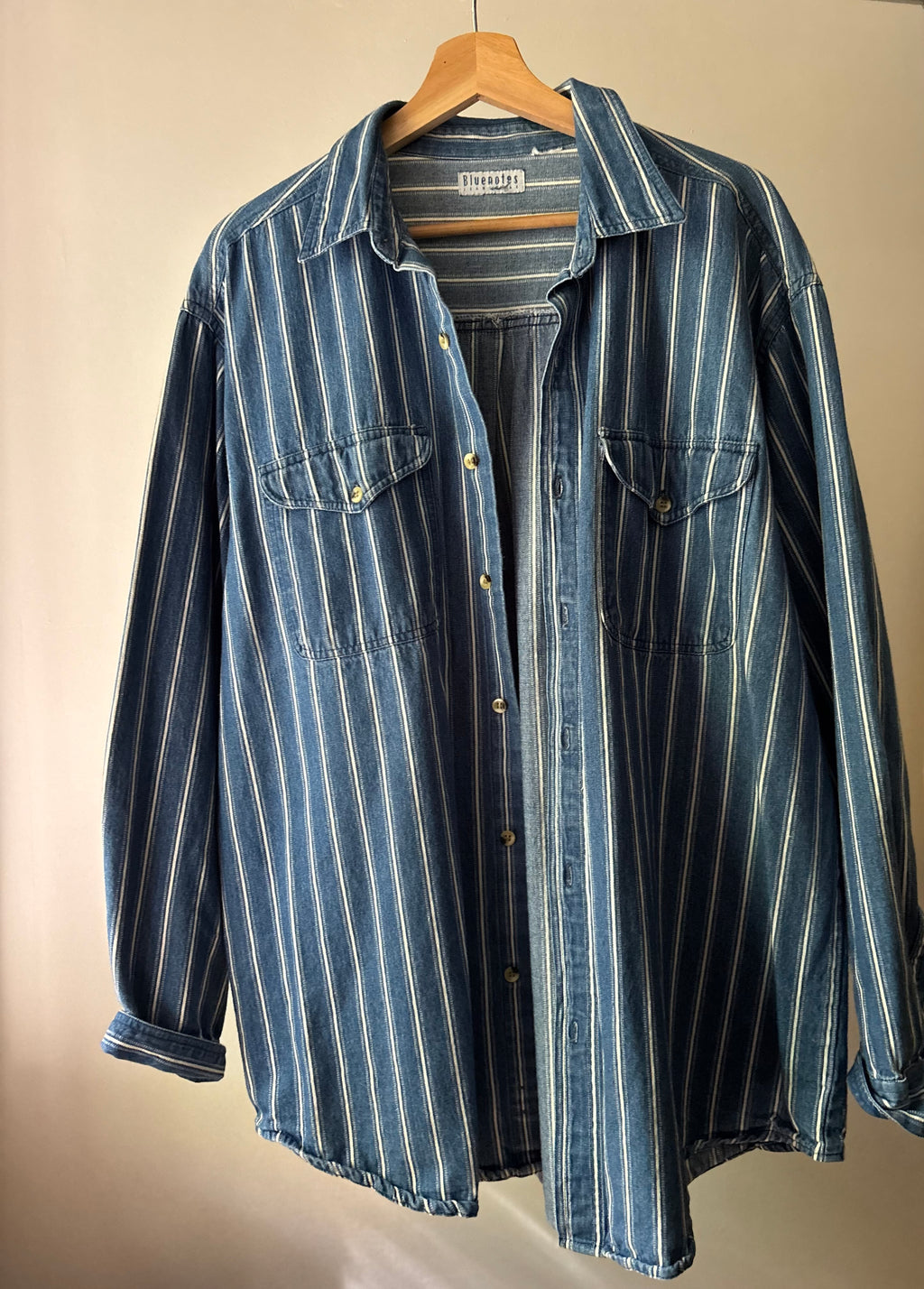1990s Denim Pinstriped Baggy Shirt