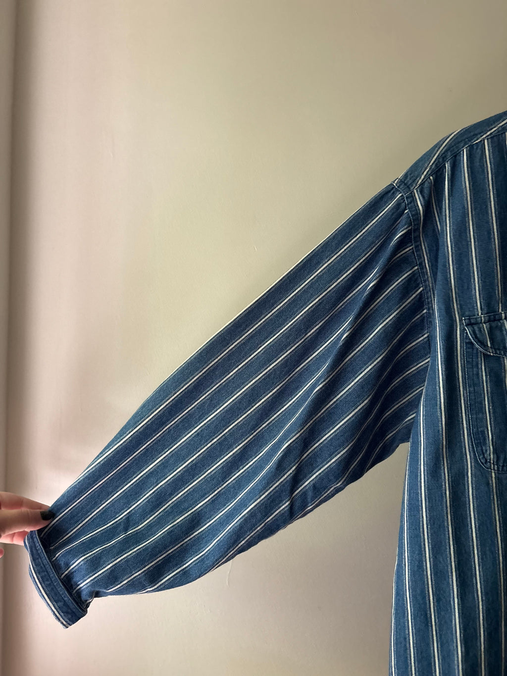 1990s Denim Pinstriped Baggy Shirt