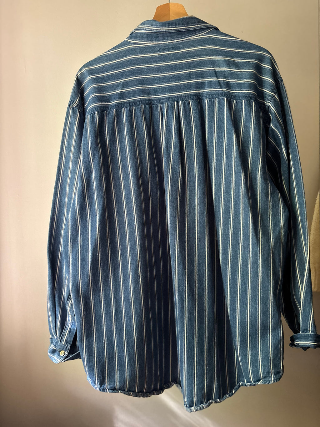 1990s Denim Pinstriped Baggy Shirt