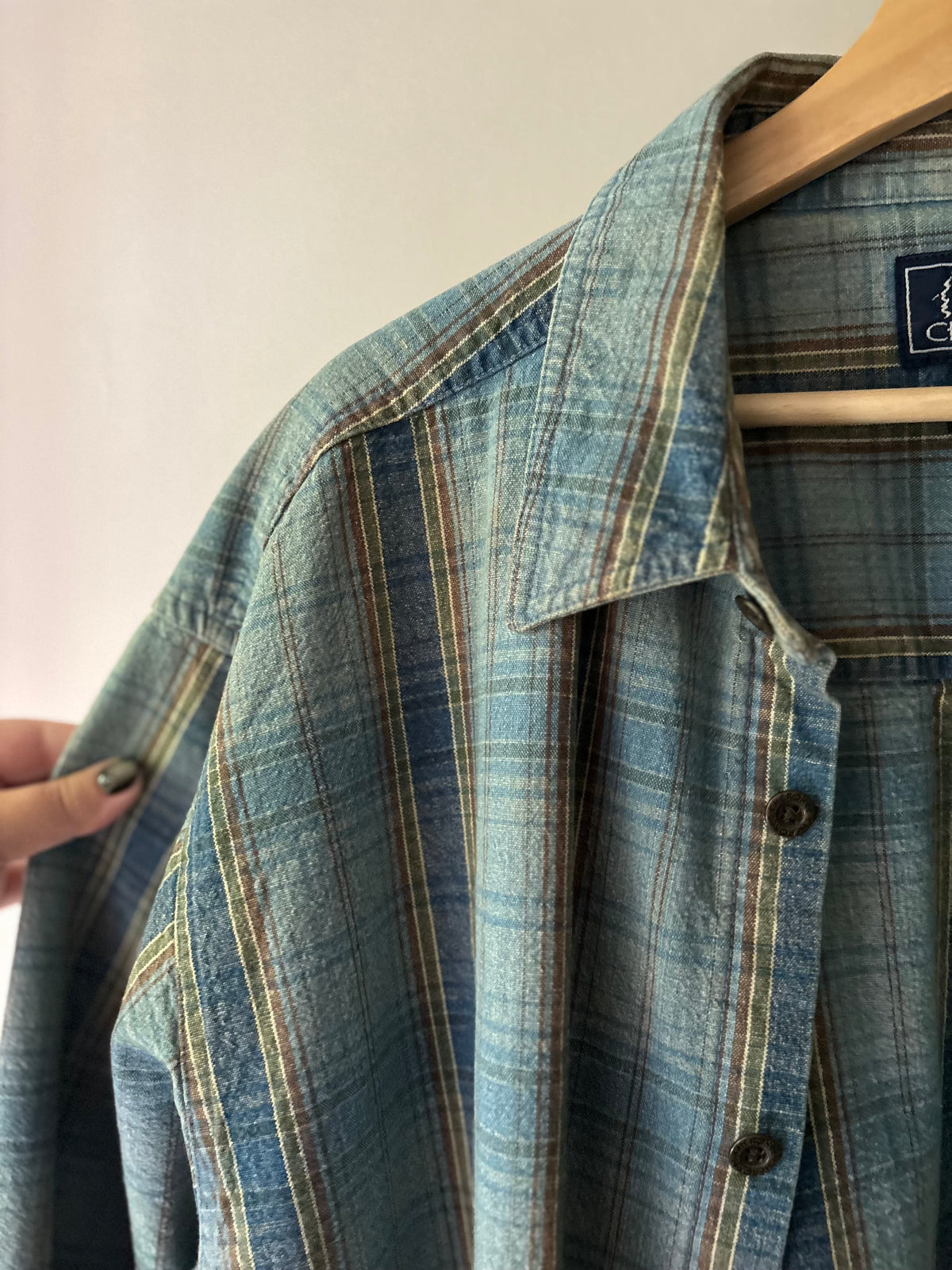 1990s Plaid Denim Baggy Shirt