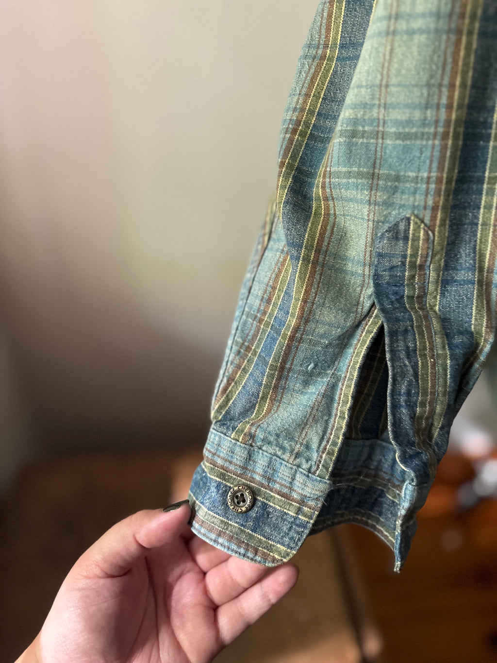 1990s Plaid Denim Baggy Shirt