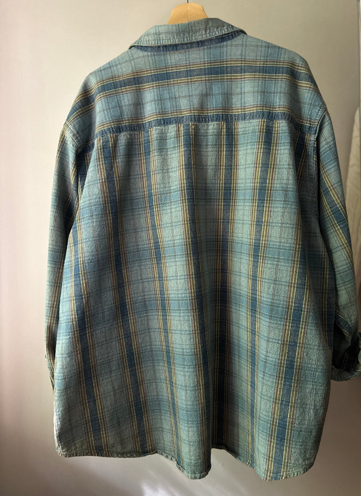 1990s Plaid Denim Baggy Shirt