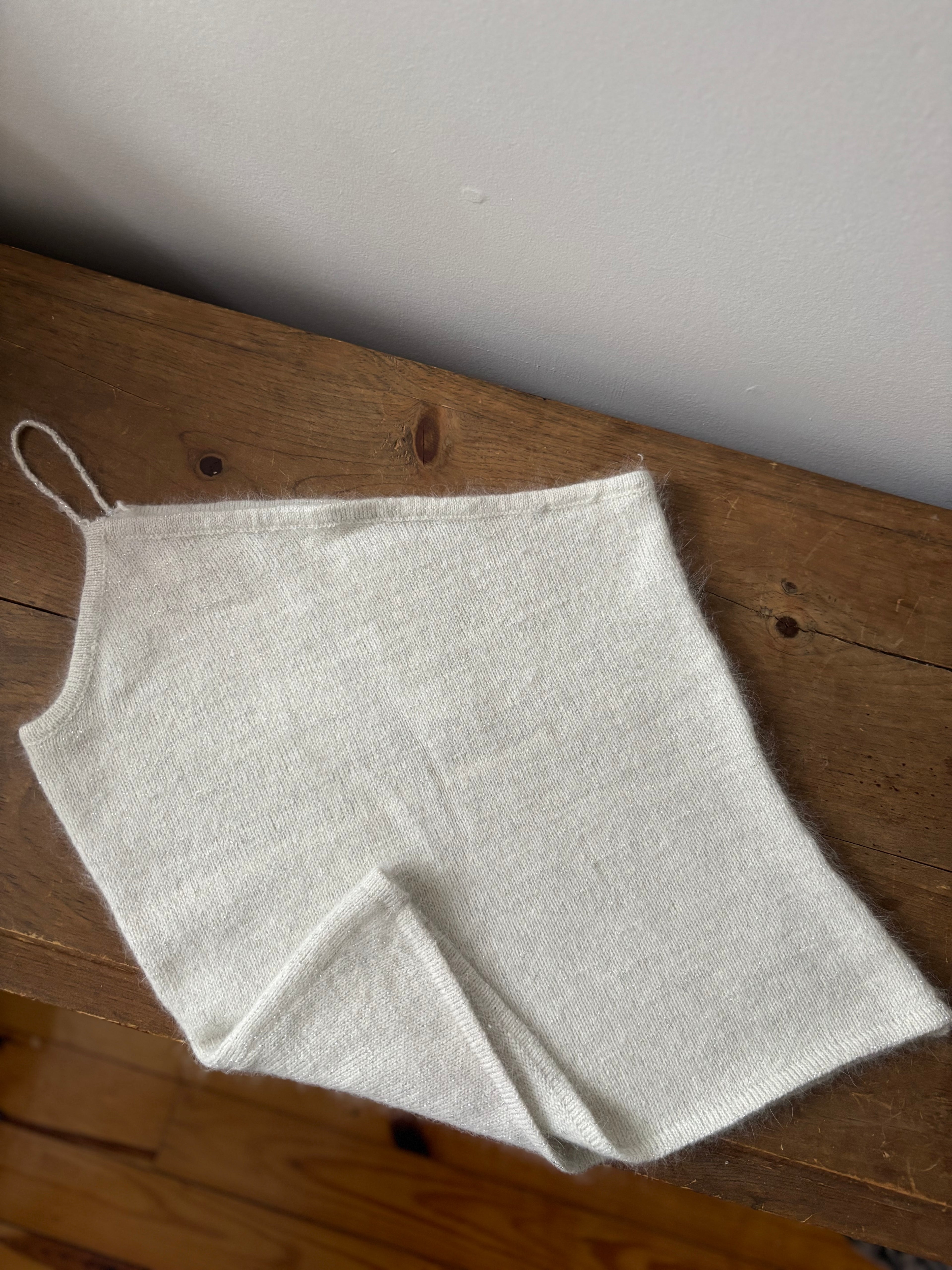 1990s Soft Angora Blend White Strapless Top