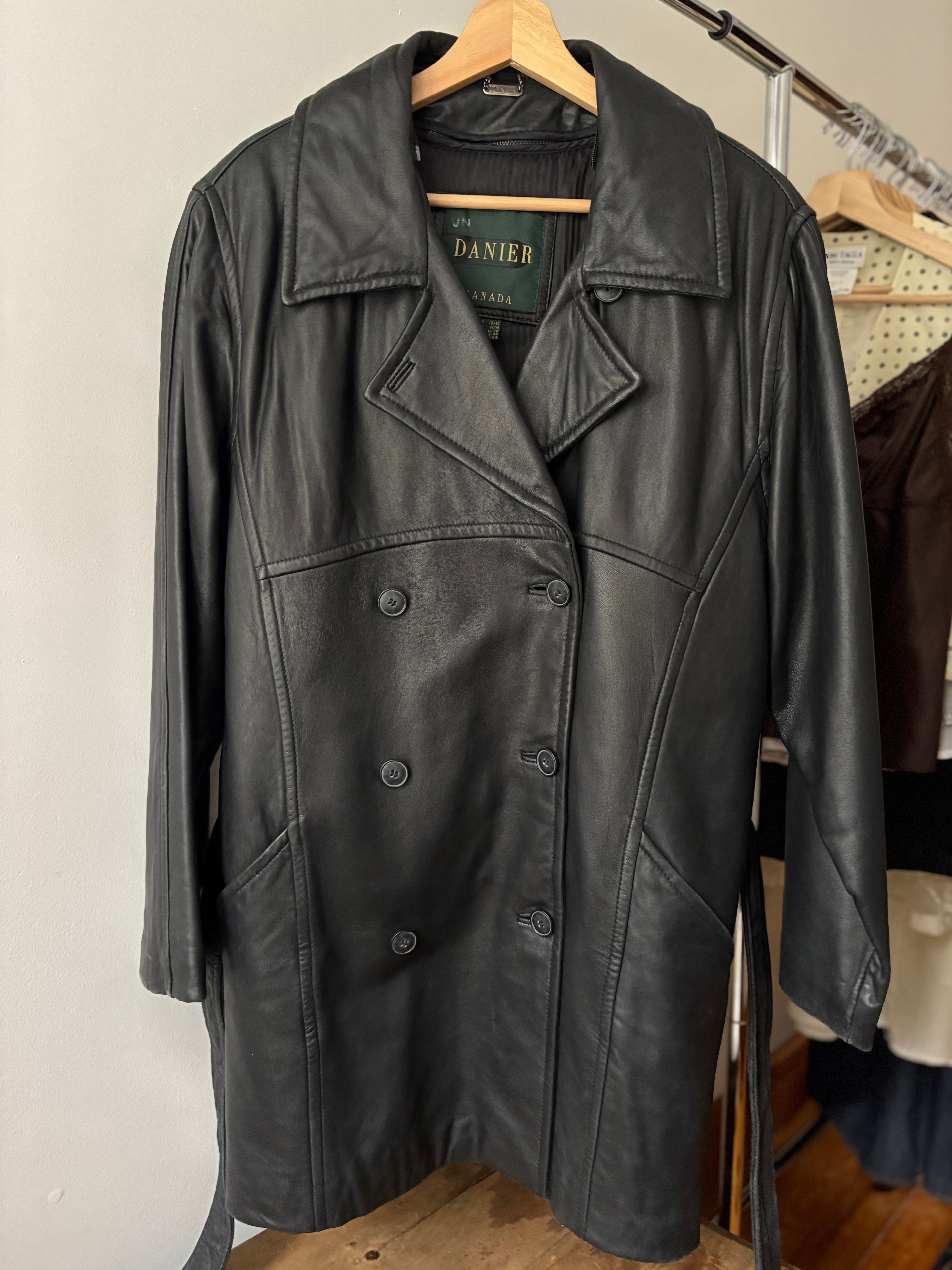 1990s Leather Trench Coat with Removable Liner
