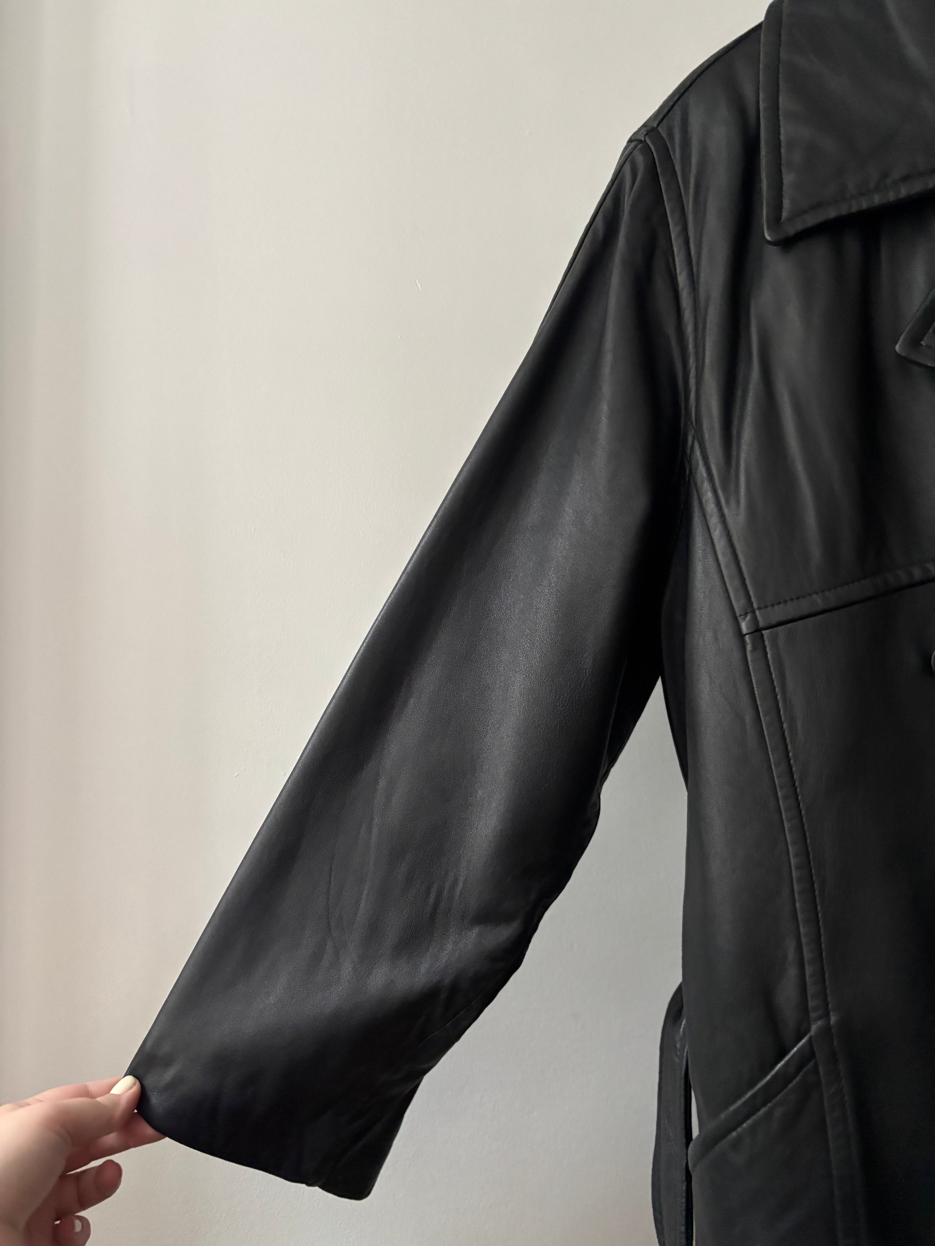 1990s Leather Trench Coat with Removable Liner