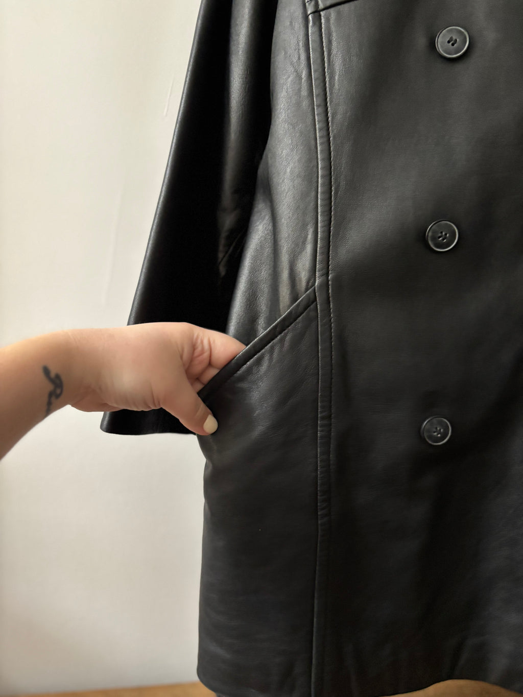 1990s Leather Trench Coat with Removable Liner
