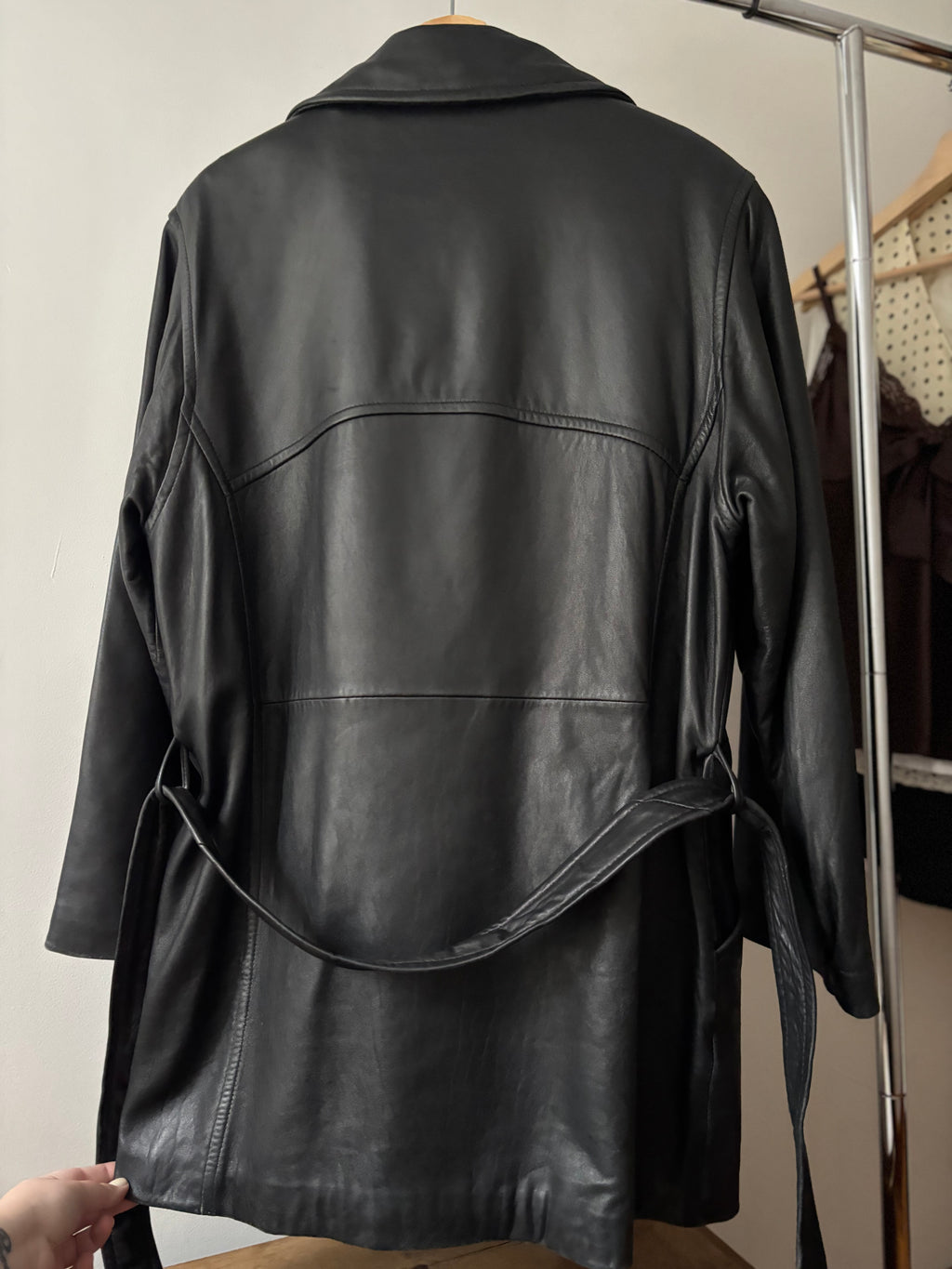 1990s Leather Trench Coat with Removable Liner