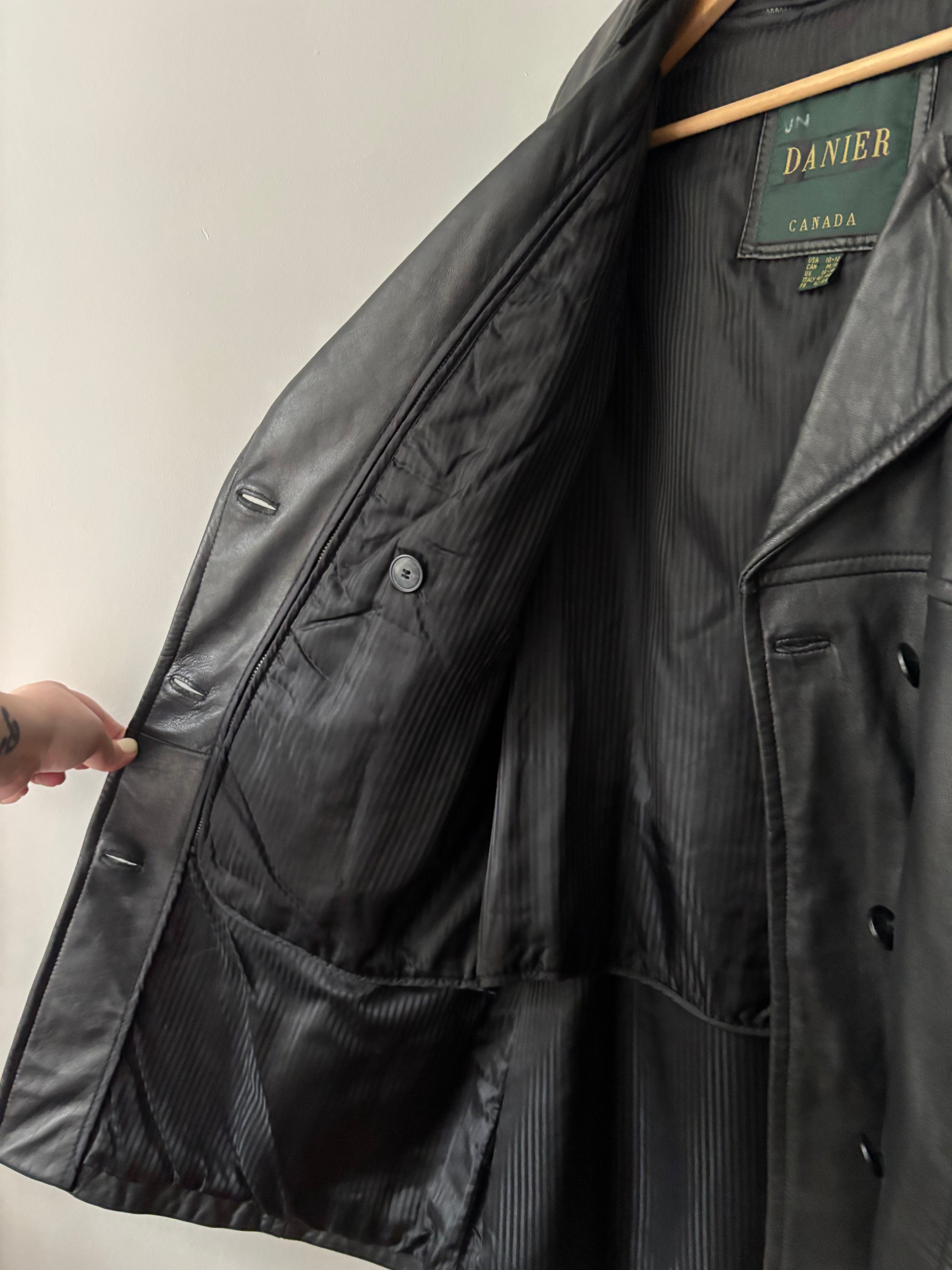 1990s Leather Trench Coat with Removable Liner
