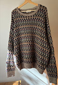 1990s Slouchy Checkered Knit Sweater