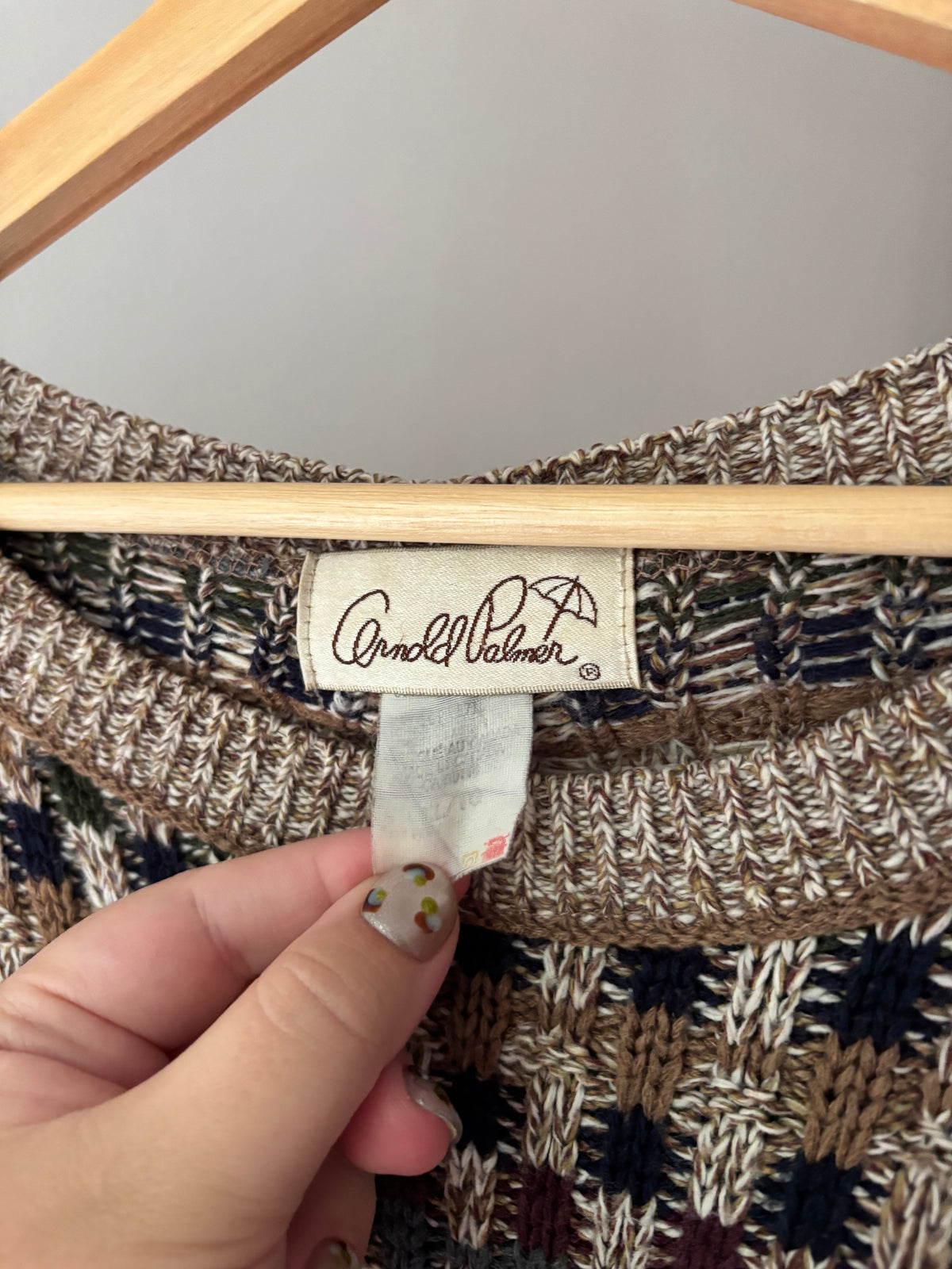 1990s Slouchy Checkered Knit Sweater
