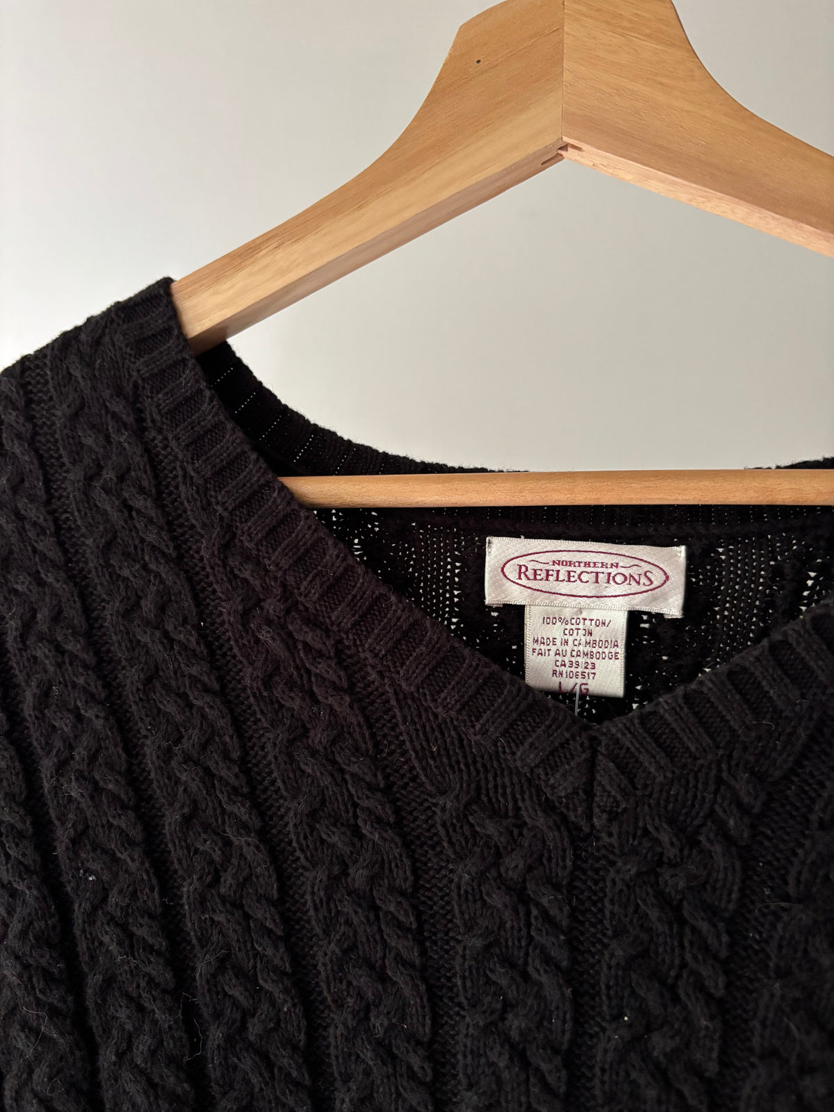 Y2K Oversized Cotton Black Cable Knit Tunic