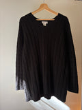 Y2K Oversized Cotton Black Cable Knit Tunic